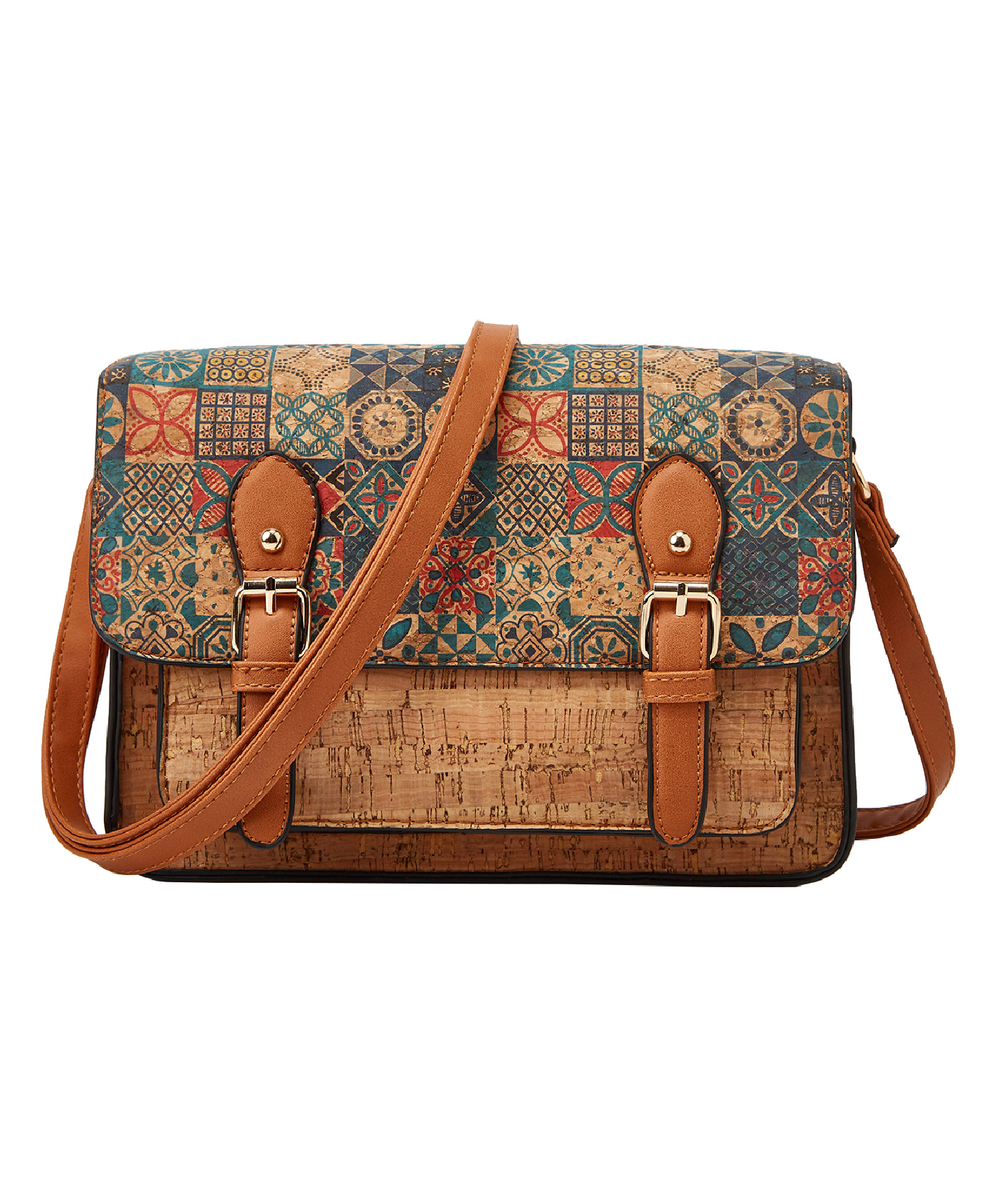 SYGA Women's One-shoulder cross-body bag summer large-capacity printed bag retro literary and national style (Green)-image-34