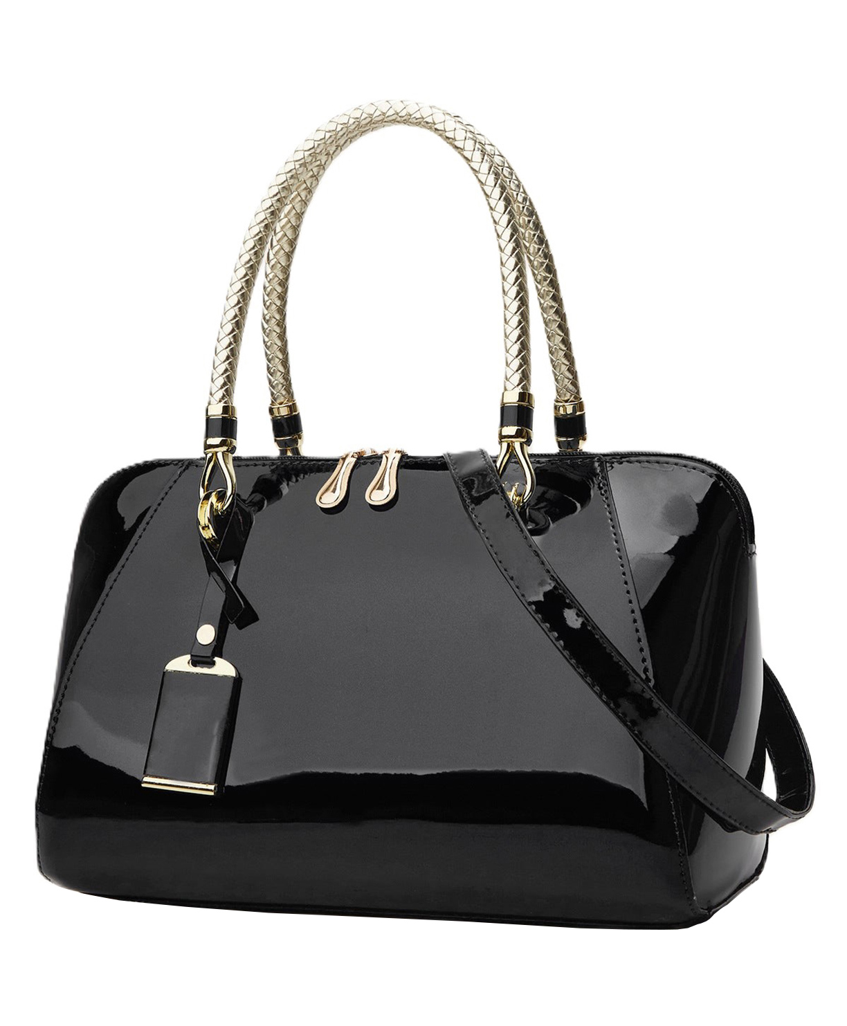 SYGA Glossy versatile patent leather women's bags, texture and personality, portable Handbag, crossbody bag (Black)-image-35