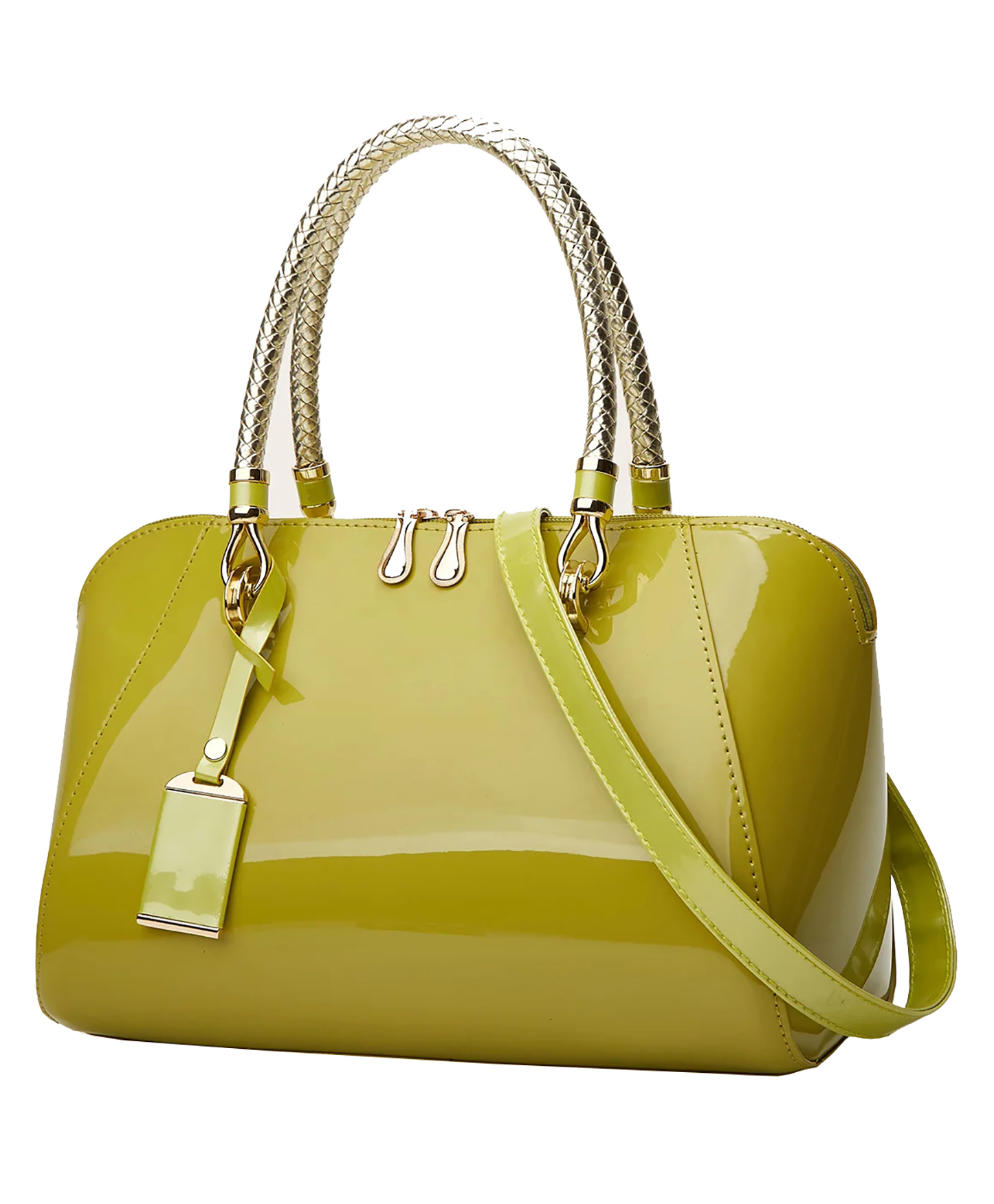 SYGA Glossy versatile patent leather women's bags, texture and personality, portable Handbag, crossbody bag (Yellow)-picture-24