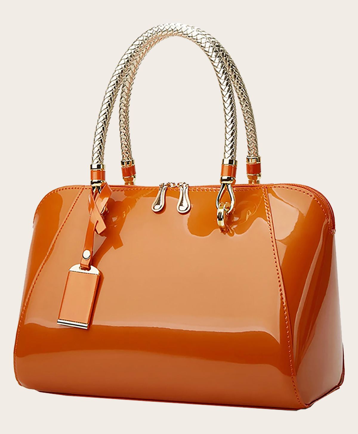SYGA Glossy versatile patent leather women's bags, texture and personality, portable Handbag, crossbody bag (Orange)-image-46