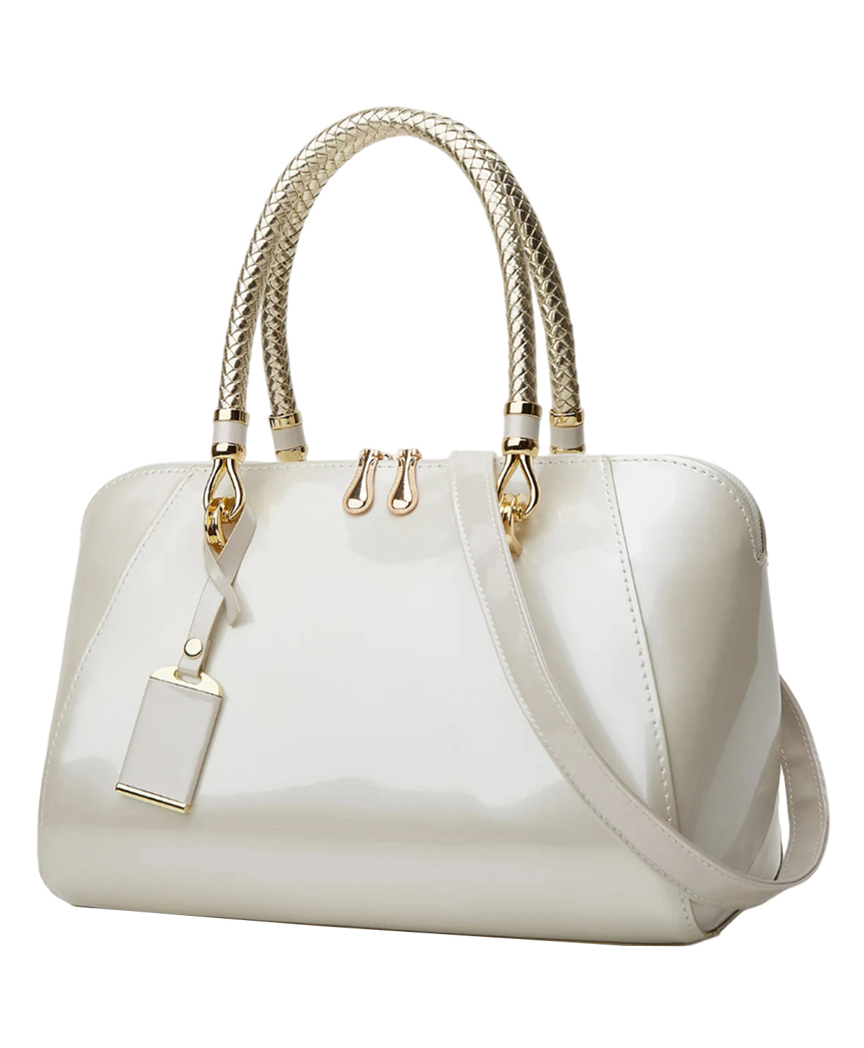 SYGA Glossy versatile patent leather women's bags, texture and personality, portable Handbag, crossbody bag (Beige)-image-16