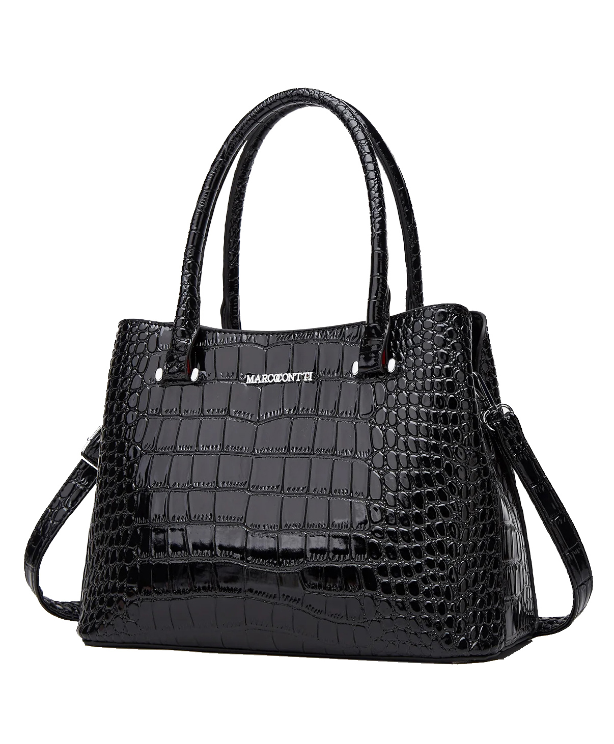 SYGA Women's Leather Handbag Versatile Casual Crocodile Pattern Shoulder Bag (Black)-image-14