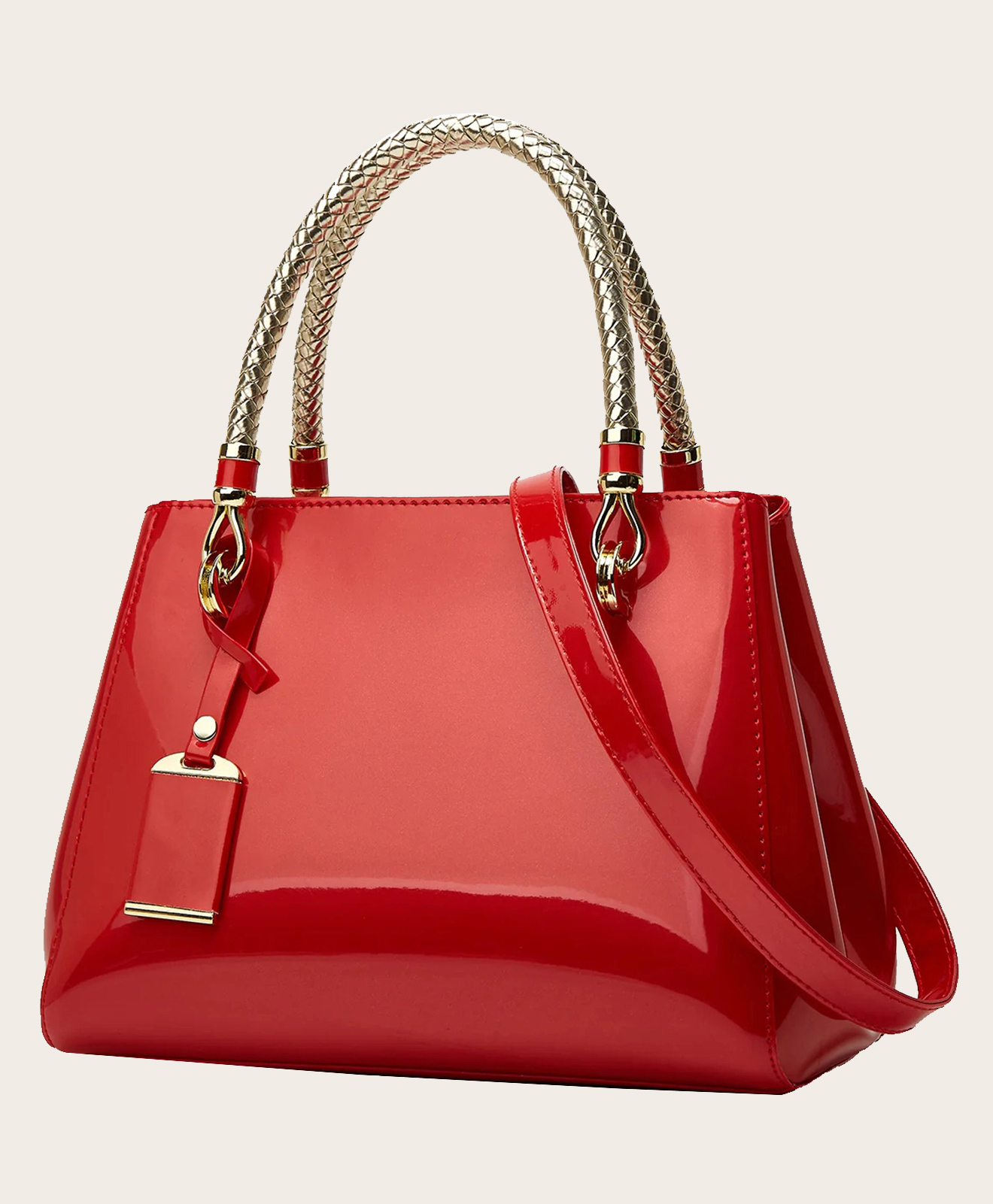 SYGA Women's Glossy Patent Leather Handbag Large Capacity Bag Suitable Gift for a festival, occasion, Birthday (Red)-image-30