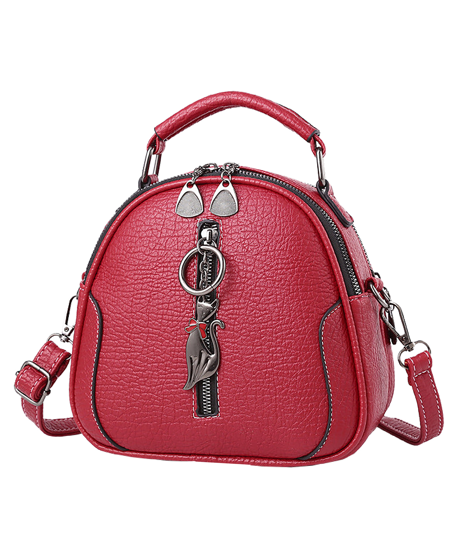 SYGA Women's Crossbody Bag, Zip Top, PU Leather Shoulder Bag (Red)-image-47