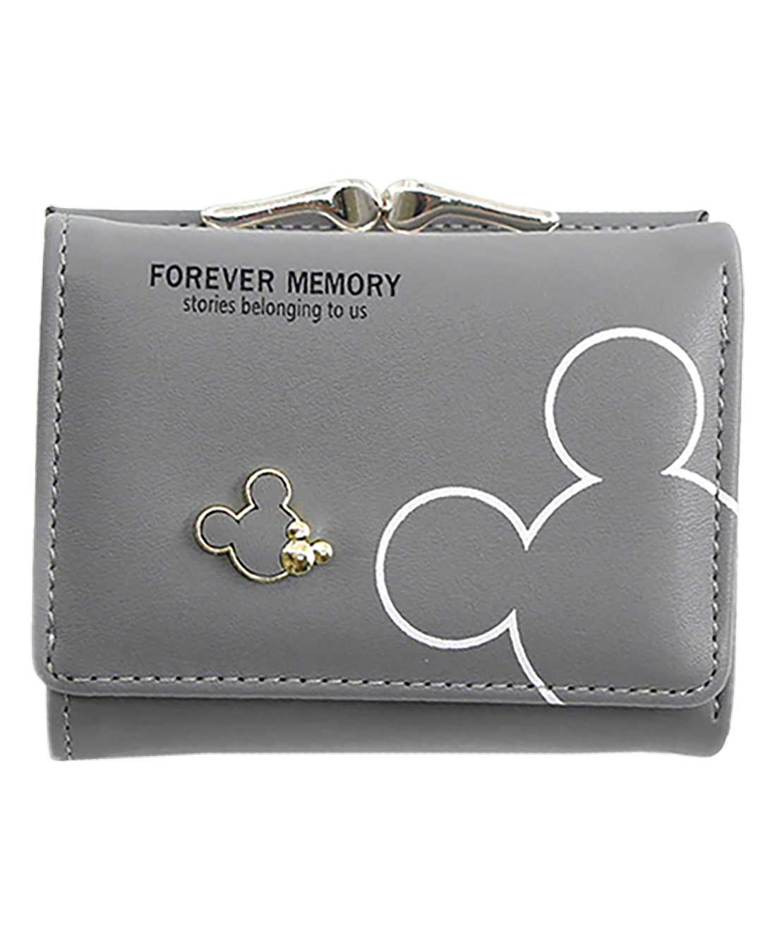 SYGA Women's Cute Mickey Mouse PU Leather Wallet with Iron Clip Stylish Card & Coin Purse(Grey)-picture-27