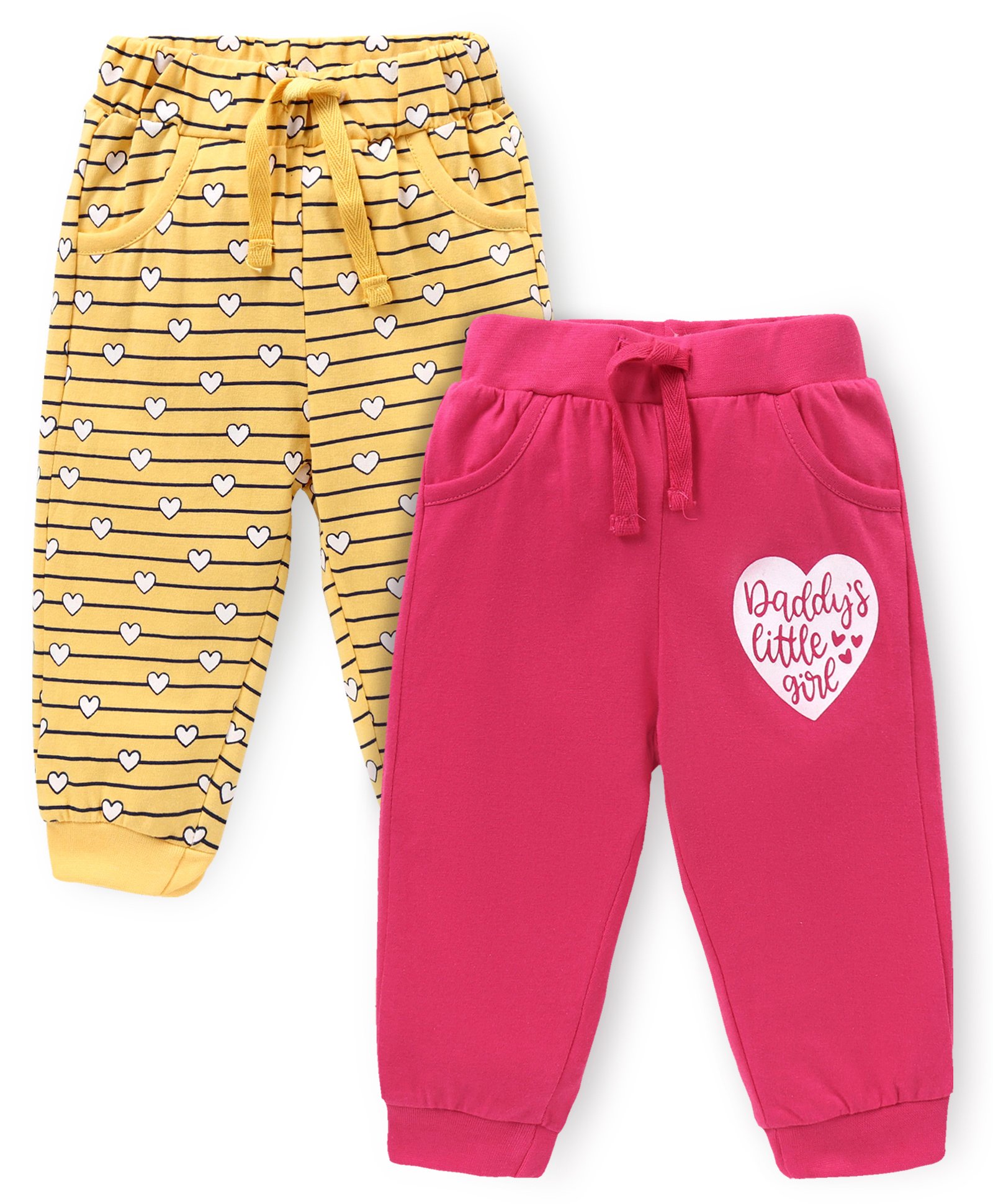 Doodle Poodle Single Jersey Knit Full Length Lounge Pant with Heart & Text Print Pack of 2 - Pink & Yellow-picture-25