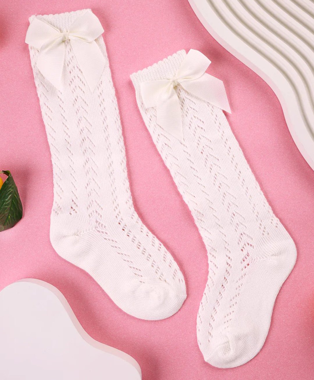 Kicks & Crawl Bow Detailed Stockings - Off White-image-31