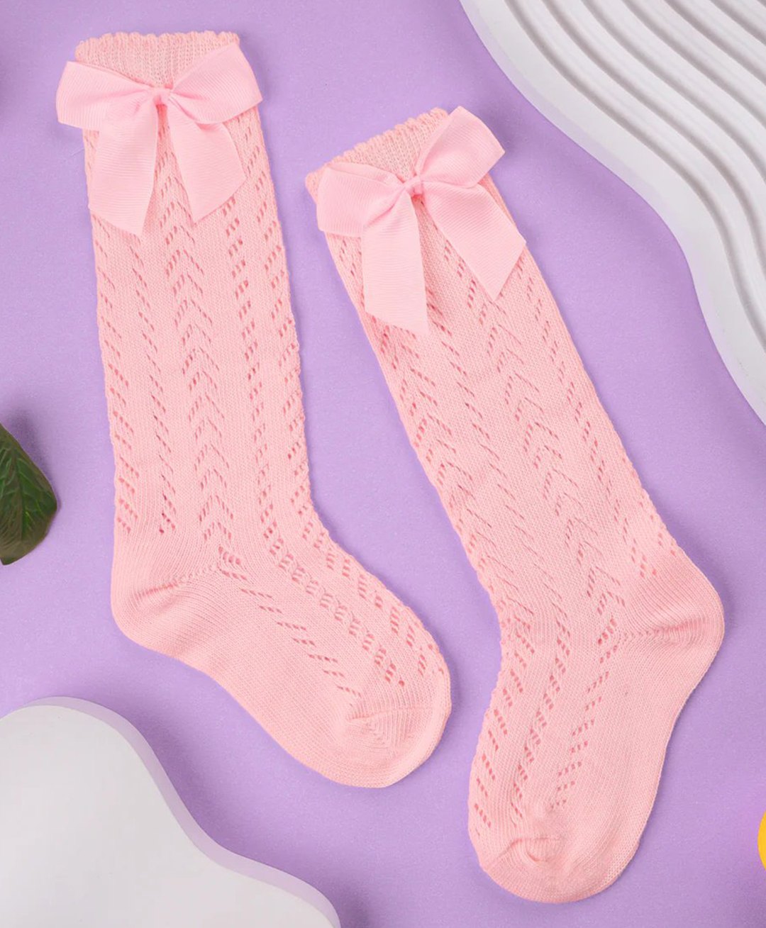 Kicks & Crawl Bow Detailed Stockings - Pink-image-49