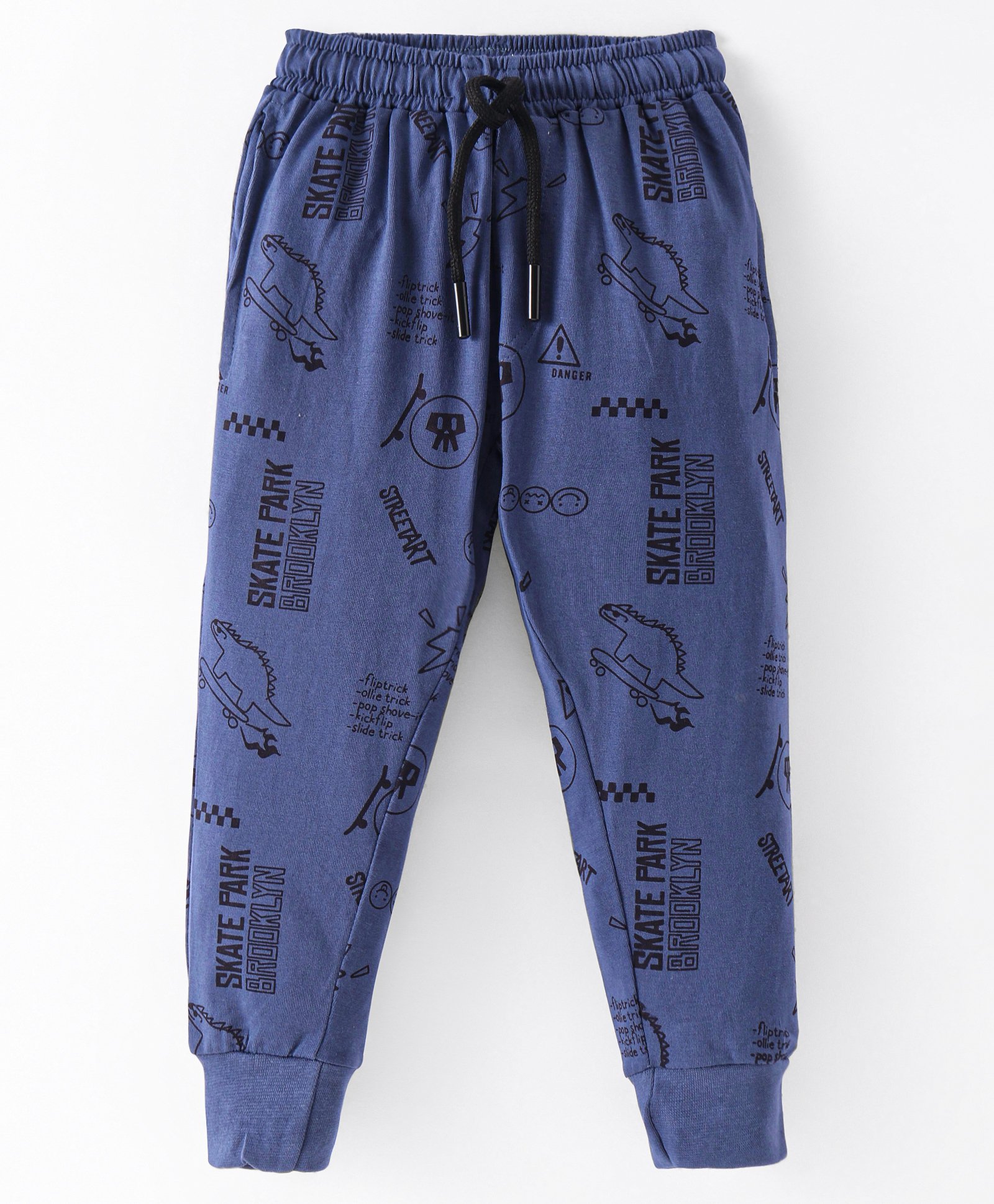 Evimo Single Jersey Knit Full Length Dino Print Lounge Pant - Blue-picture-4