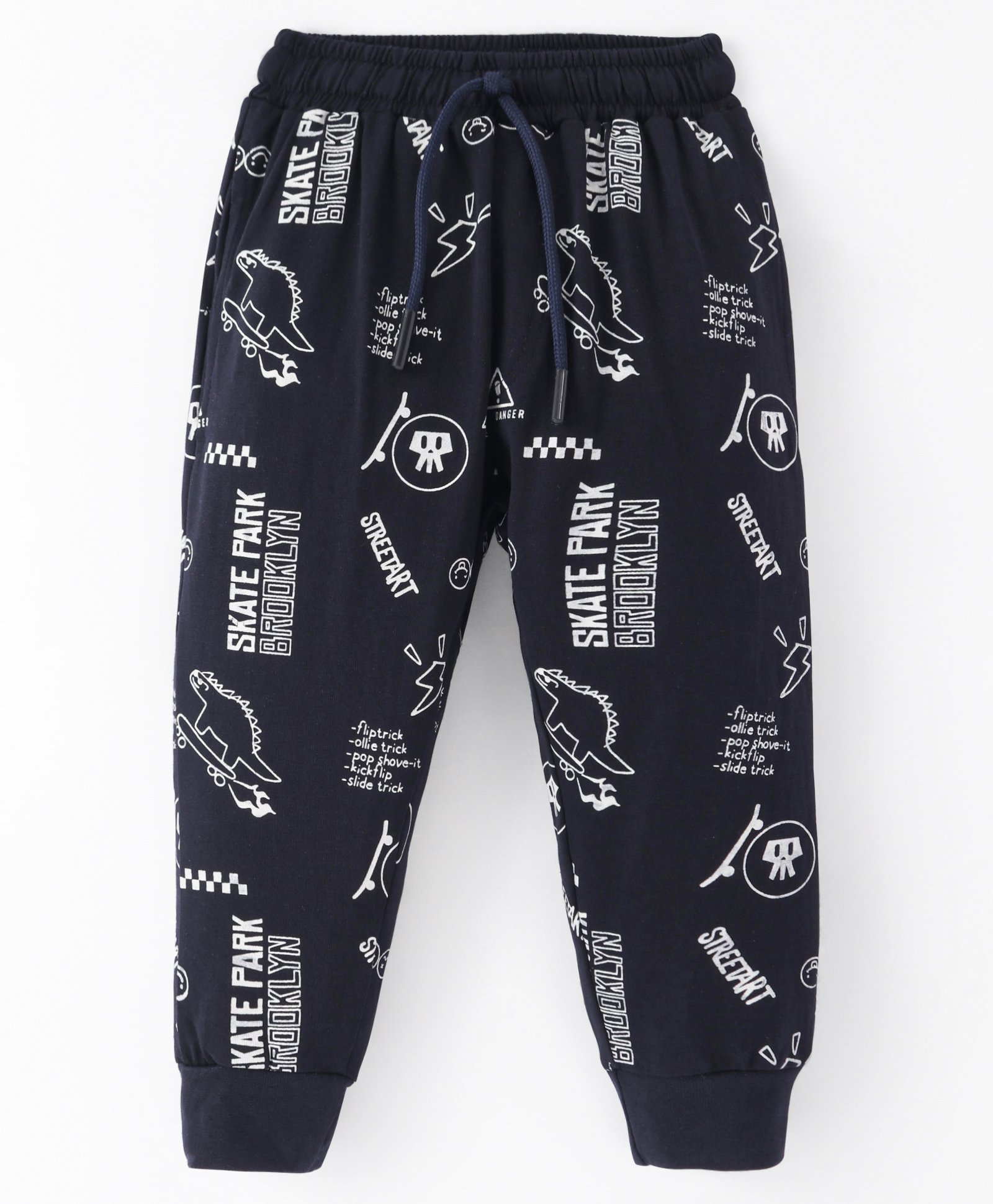 Evimo Single Jersey Knit Full Length Dino Print Lounge Pant - Navy Blue-picture-31