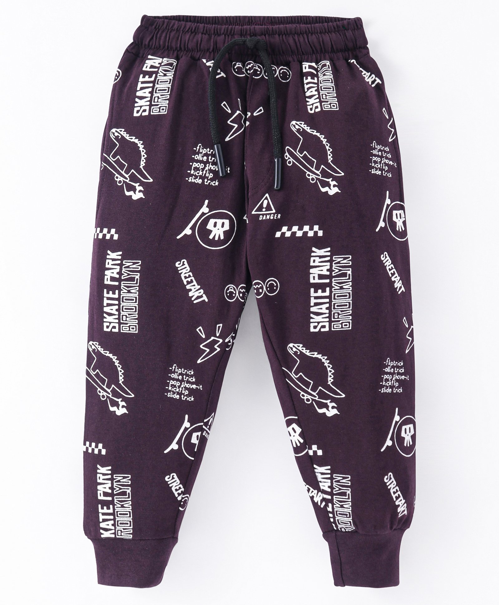 Evimo Single Jersey Knit Full Length Dino Print Lounge Pant - Wine-picture-30