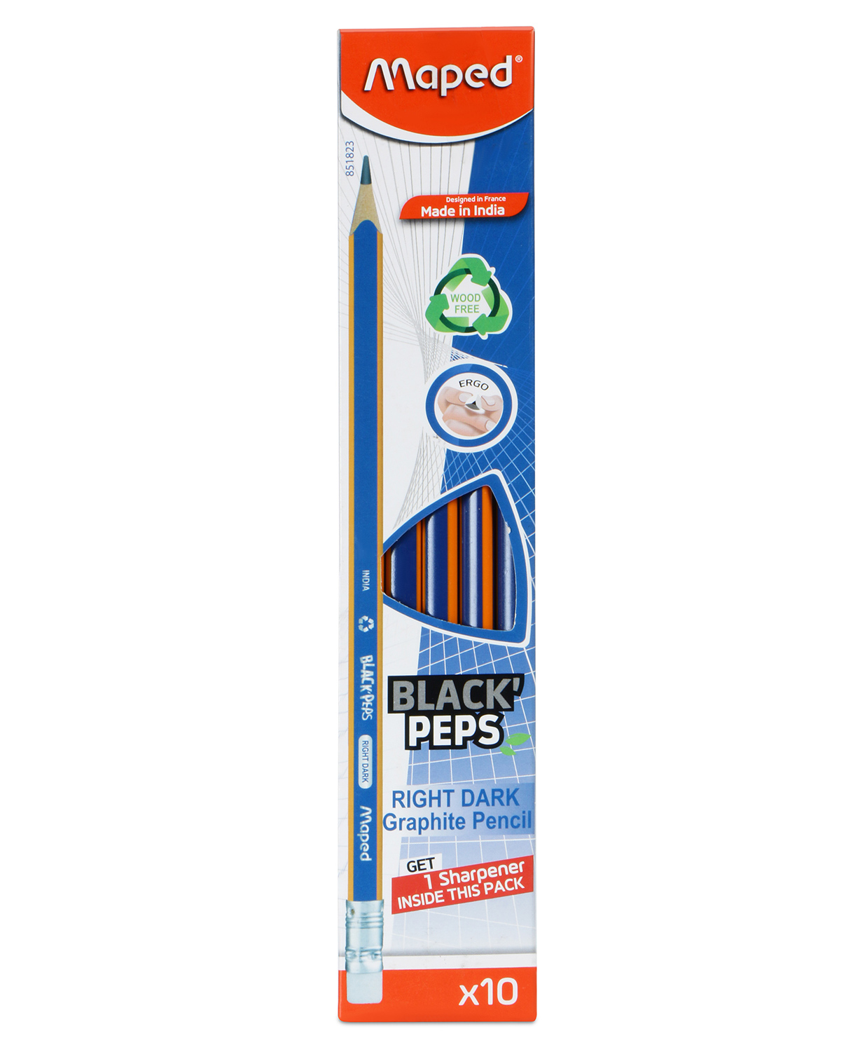 Maped Graphite Wood Free Writing PencilsPack of 10 - Multicolor-picture-25