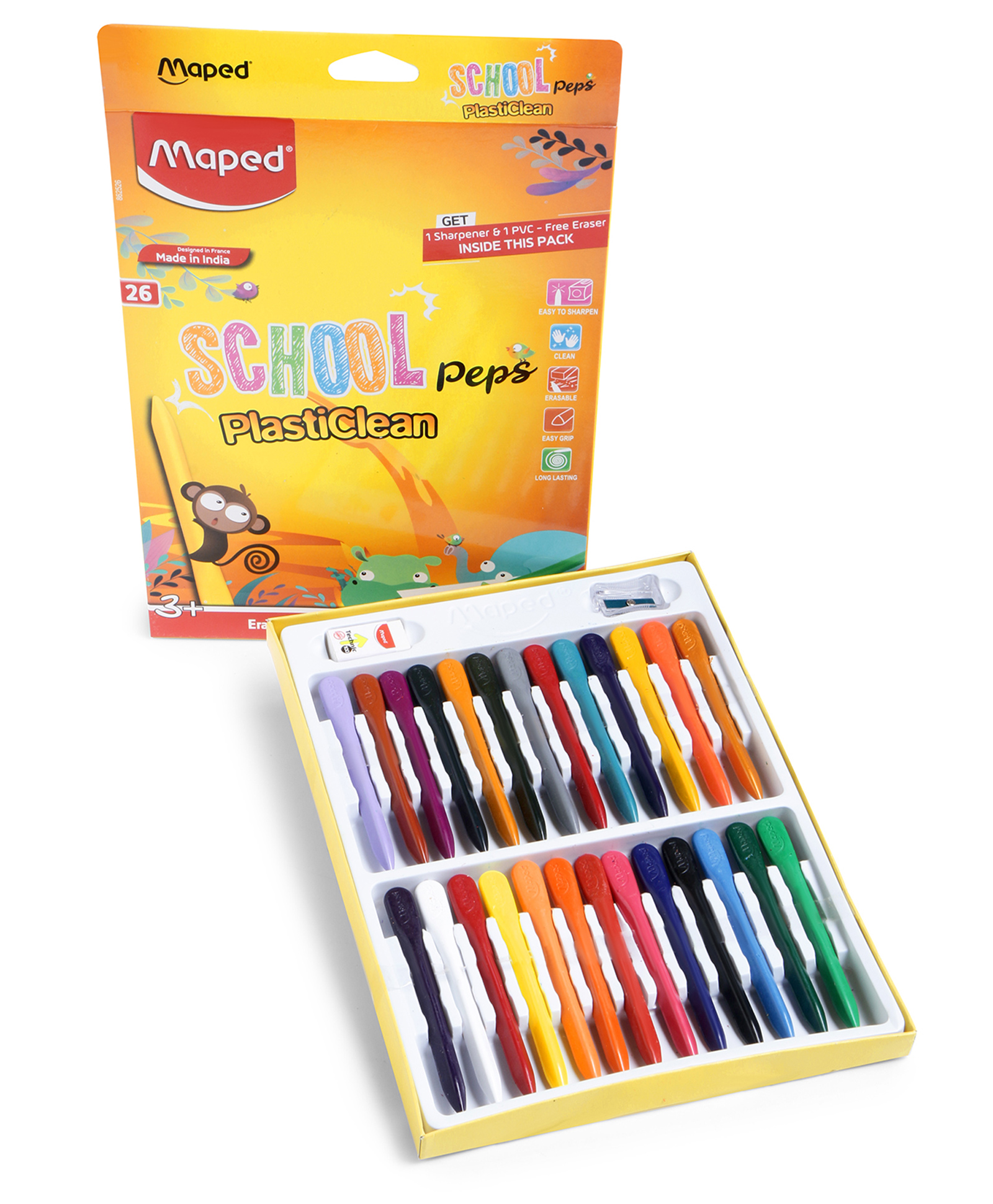 Maped Plastic Crayon in Cardboard Pack of 26 Pieces - Multicolor-picture-22