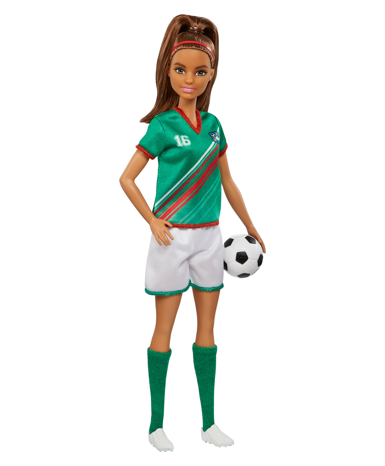 Barbie Brunette Ponytail Fashion Doll Green & White - Height 29.6 cm-picture-38