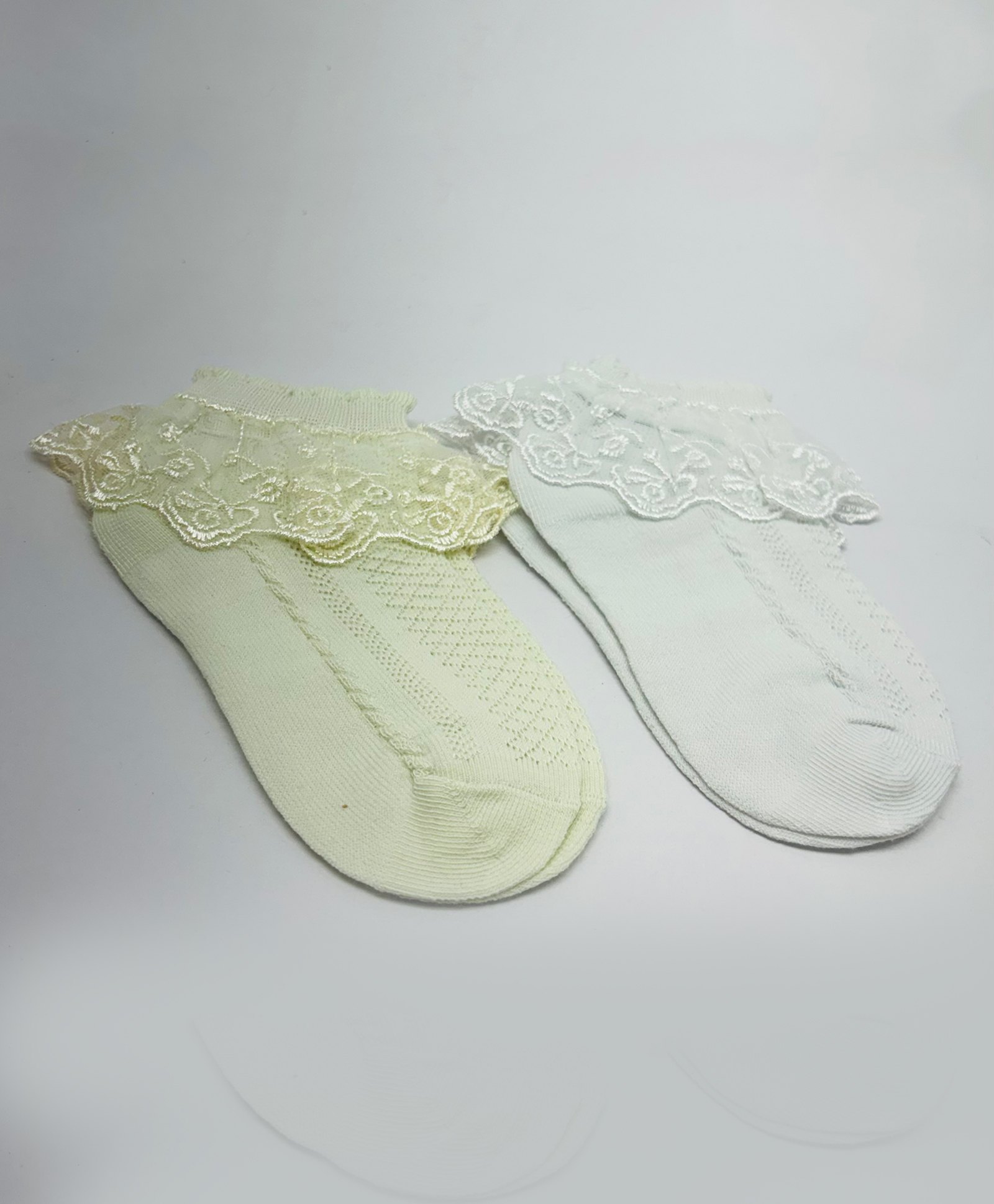 Kid-O-World Pack of 2 Ruffle Lace Detailed Socks Set -Yellow & White-image-30