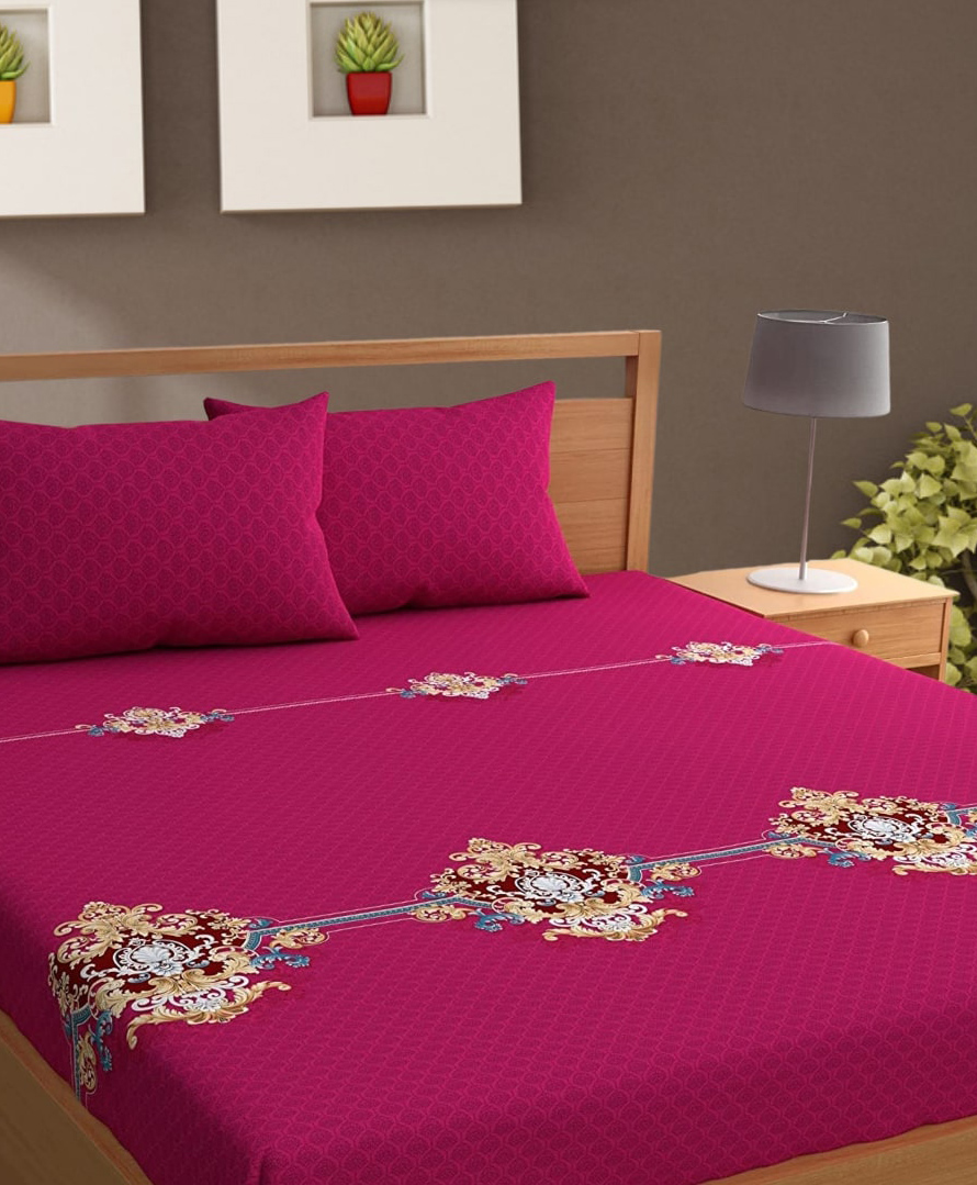 Bajo's King Size Bedsheet with 2 Pillow Covers - Maroon-image-7
