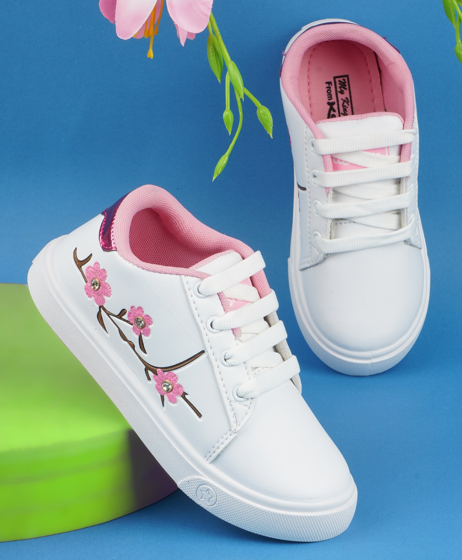 KATS Floral Design Lace Ups Shoes - White-picture-11