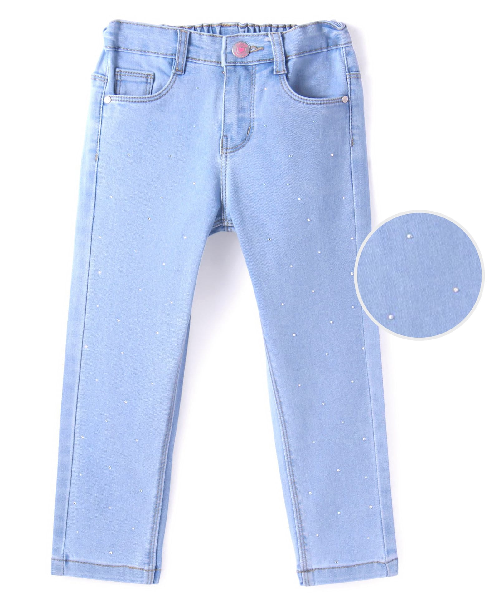 Babyhug Denim Full Length Jeans with Stretch Solid Colour - Light Blue-picture-17