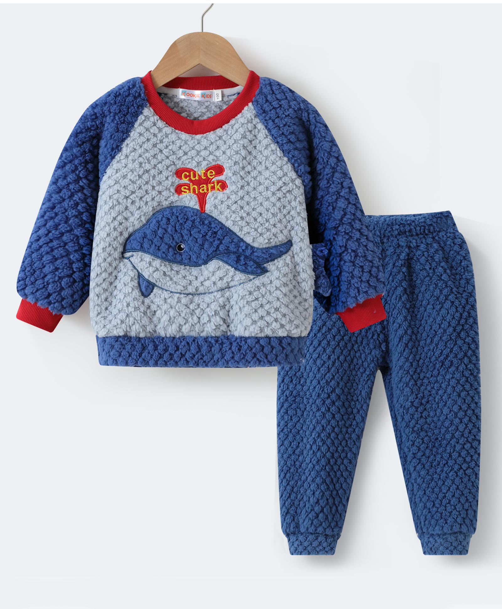 Kookie Kids Raglan Sleeves Winter Wear Suit with Whale Embroidery - Navy Blue-picture-18