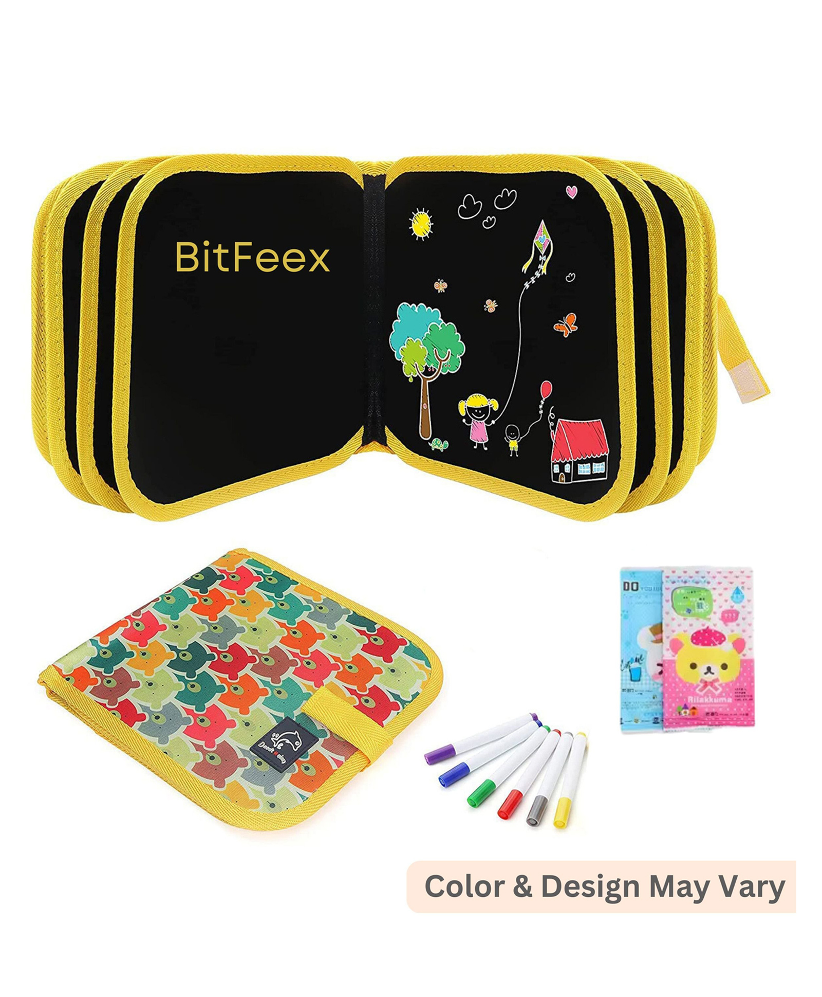 BitFeex Erasable Doodle Book Set 14 Page Reusable Drawing Pads Preschool Travel Art Toy-Pack of 1 pcs, Color & Design May Vary-picture-26