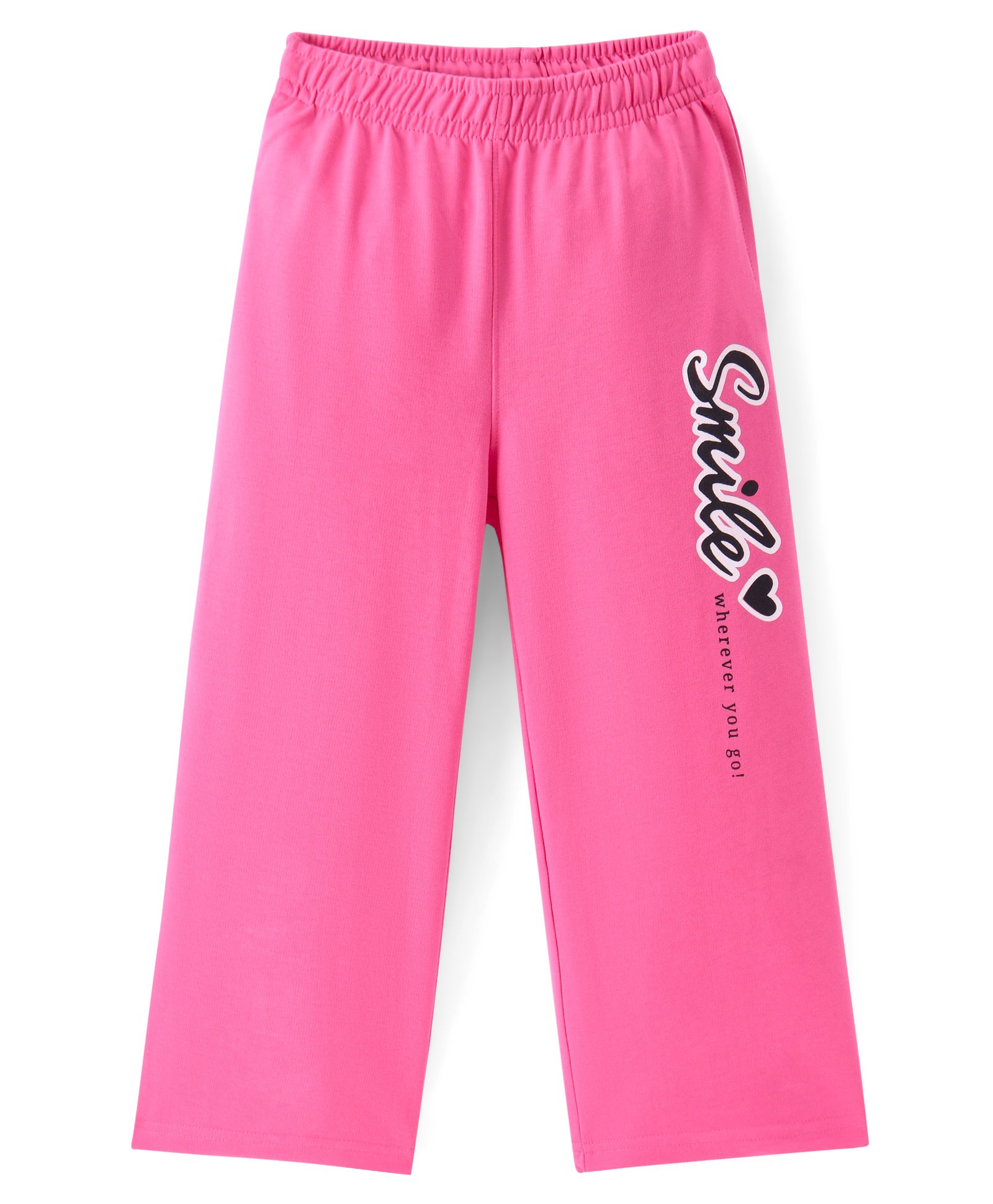 Pine Kids Cotton Knit Full Length Track Pant with Text Print - Pink-picture-16