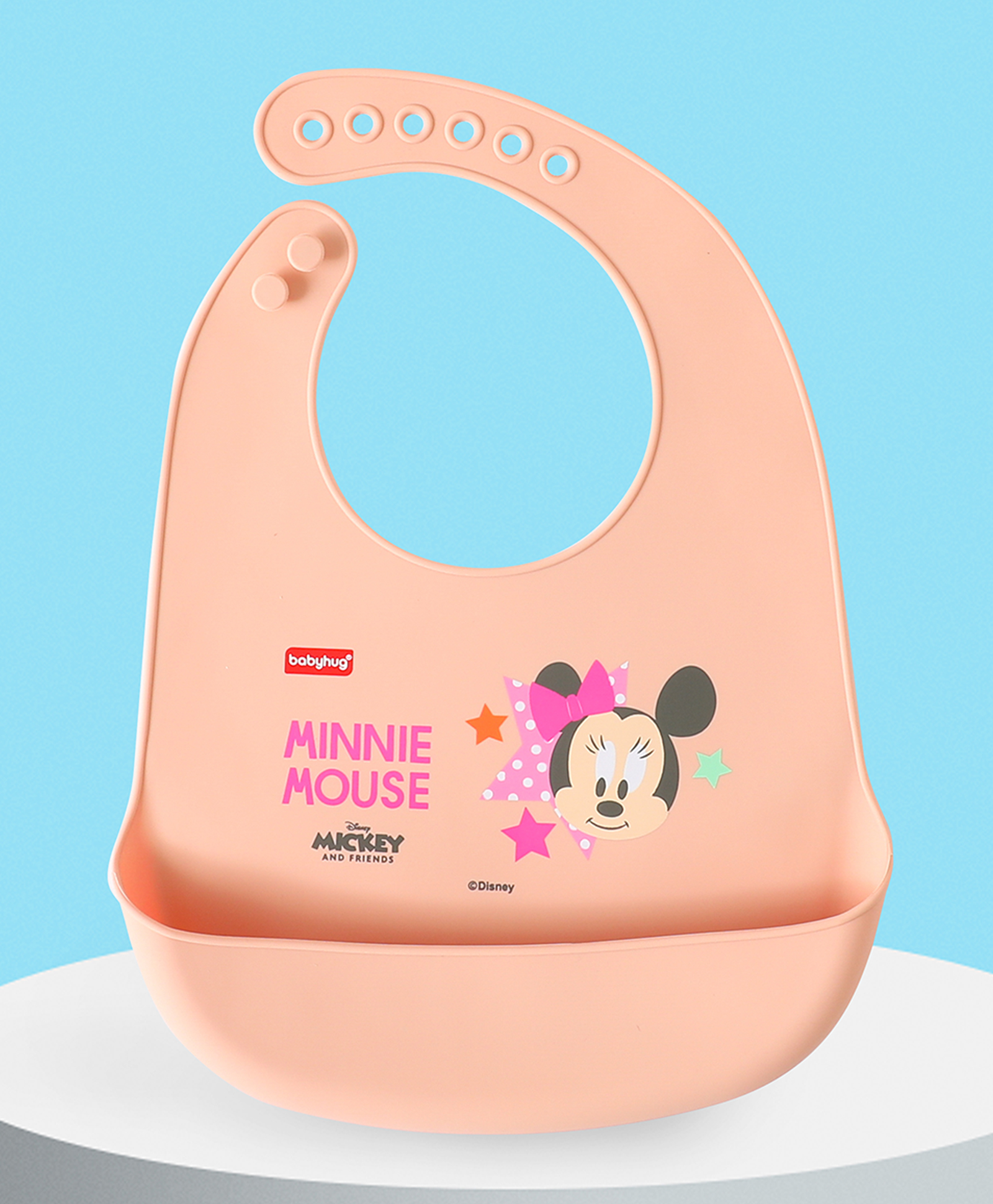 Babyhug Disney Minnie Mouse Silicone Bib - Peach-picture-20