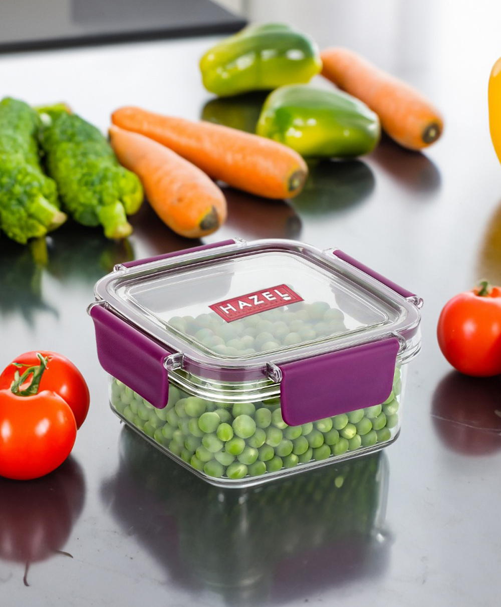 HAZEL Plastic Square Airtight Leak proof Microwave Safe Container Dabba, 600 ml-image-31