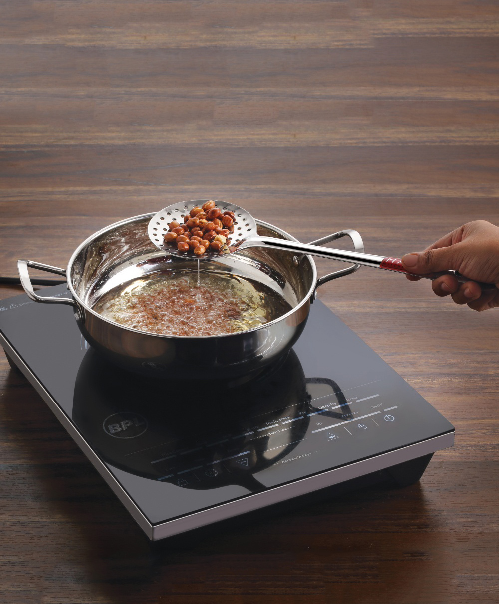 HAZEL Stainless Steel Puri Frying Strainer Jhara Versatile Deep Fry Chalni with Handle for Kitchen-image-6