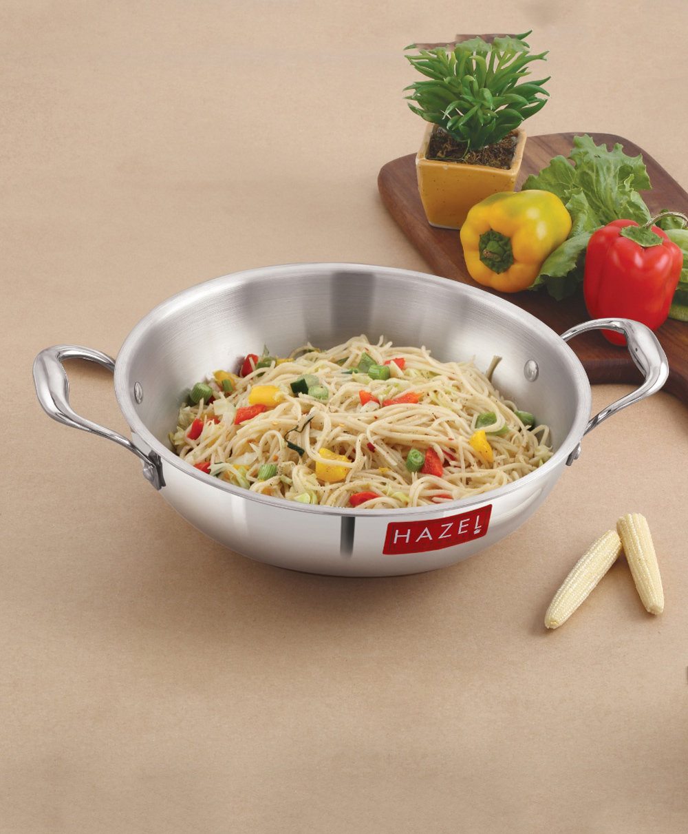 HAZEL Triply Stainless Steel Induction Bottom Kadhai Karahi Kadai, 5.8 Litre, 33.8 cm-image-41