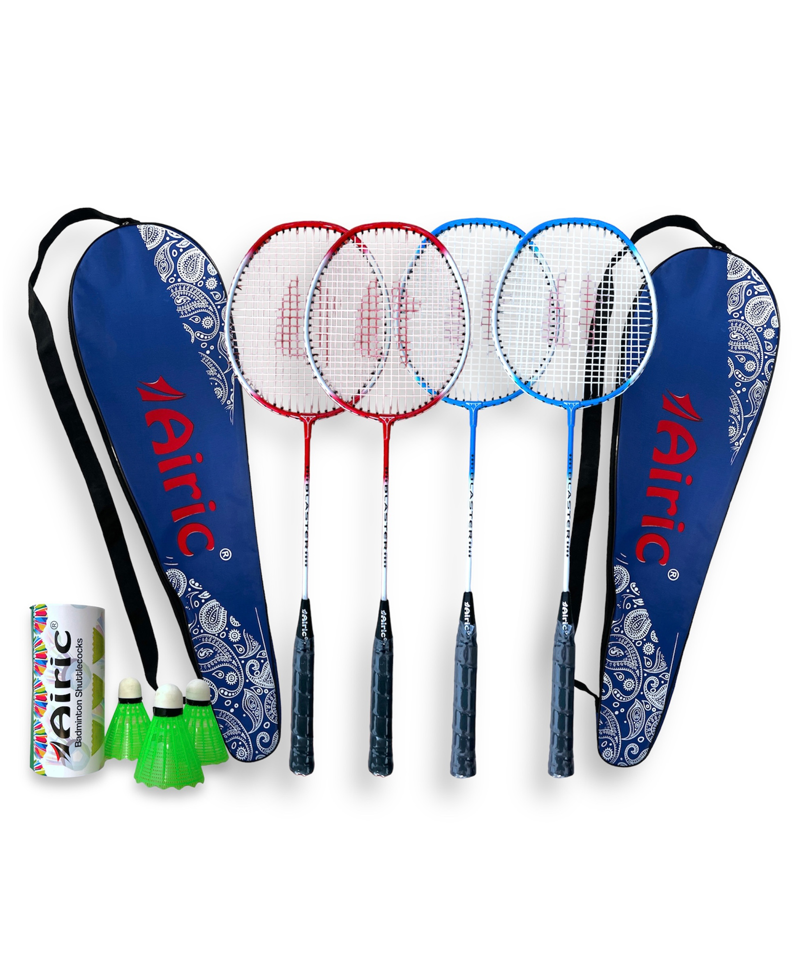 Airic Isometric Blaster Staunch with 3 Plastic Shuttles and Cover Badminton Kit-picture-26