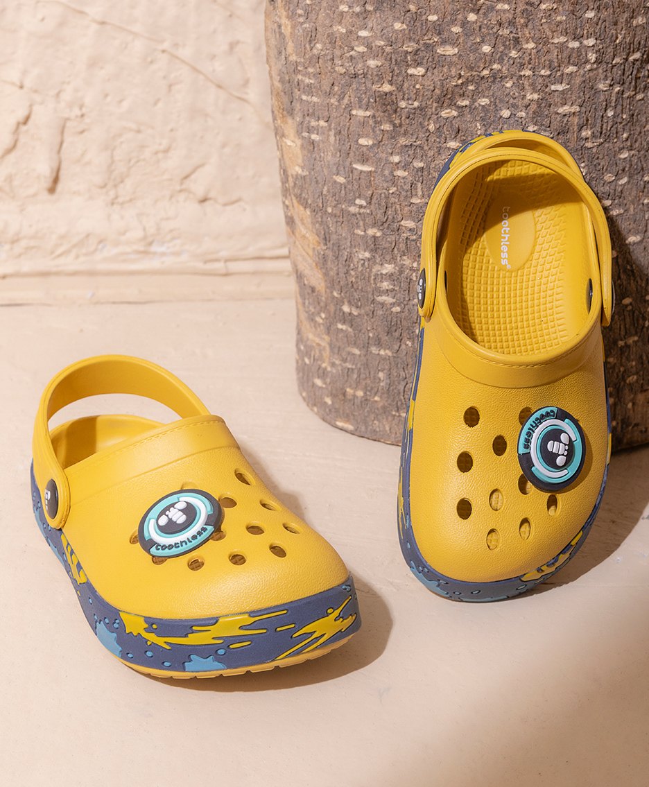 Toothless Brand Name Embellished Slingback Clogs - Mustard-image-4