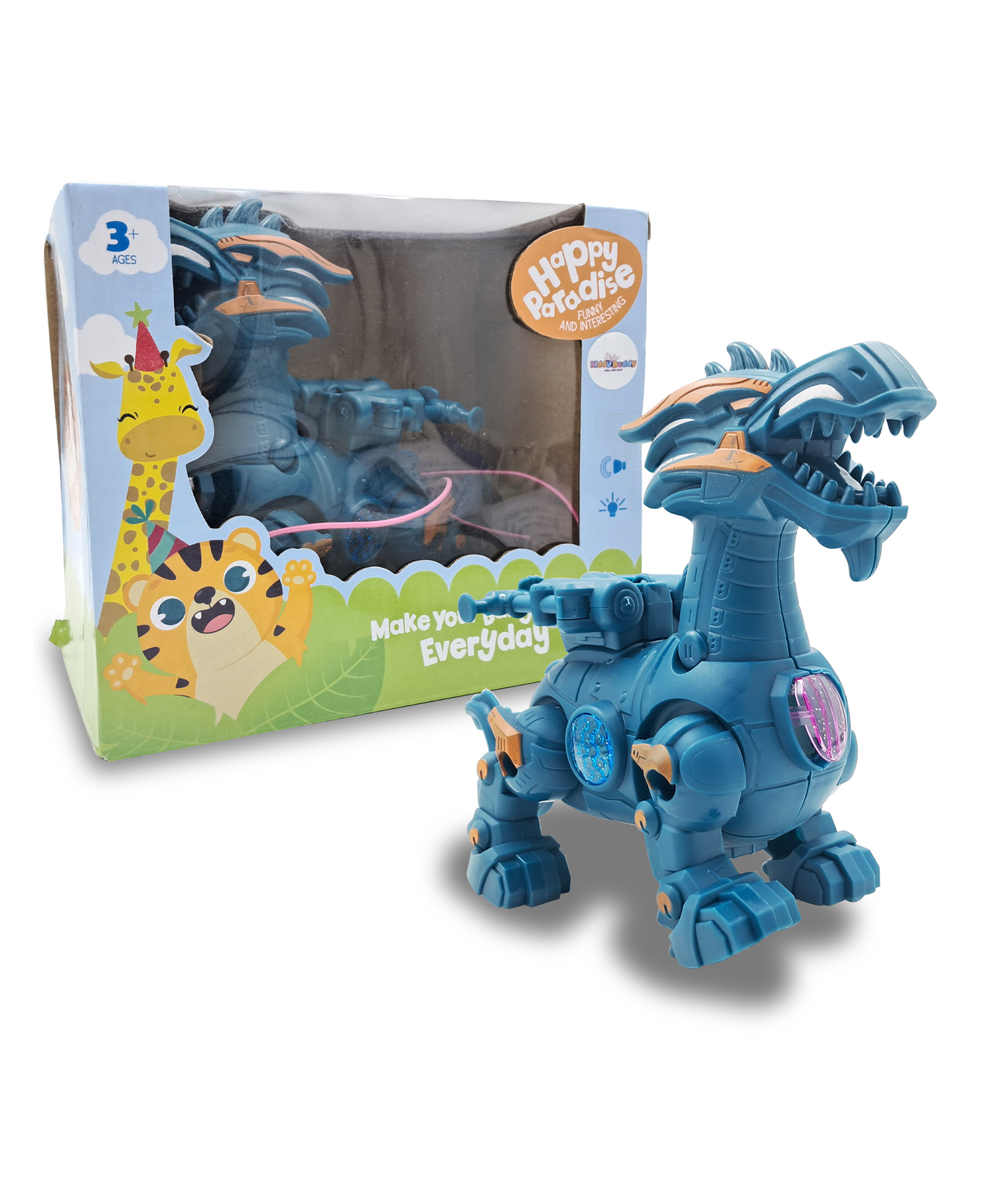 KiddyBuddy Musical Warrior Dinosaur Toy - Blue-image-46