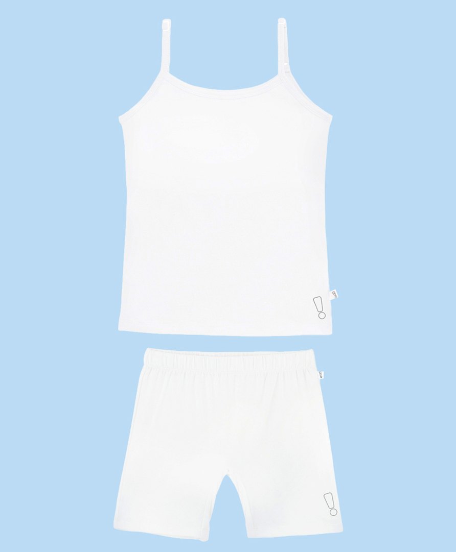 Plan B Cotton Elastane Sleeveless Solid Padded Camisole With Shorts - White-picture-5