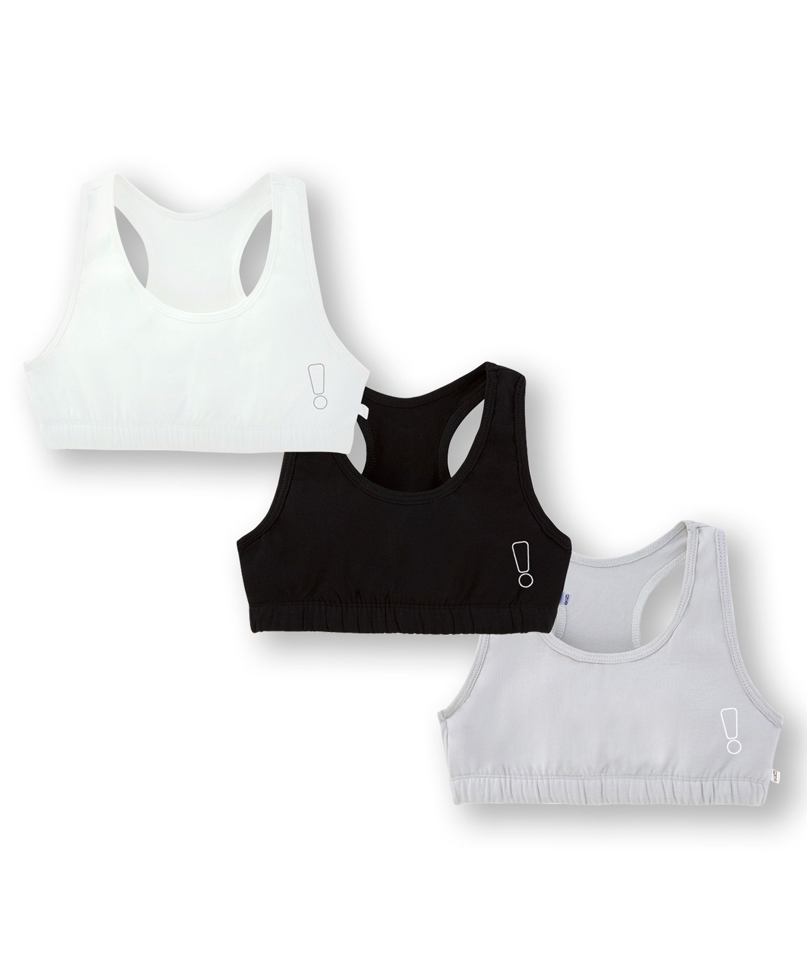 Plan B Cotton Elastane Pack of 3 Sleeveless Solid Sport Bras - Black White & Grey-picture-16
