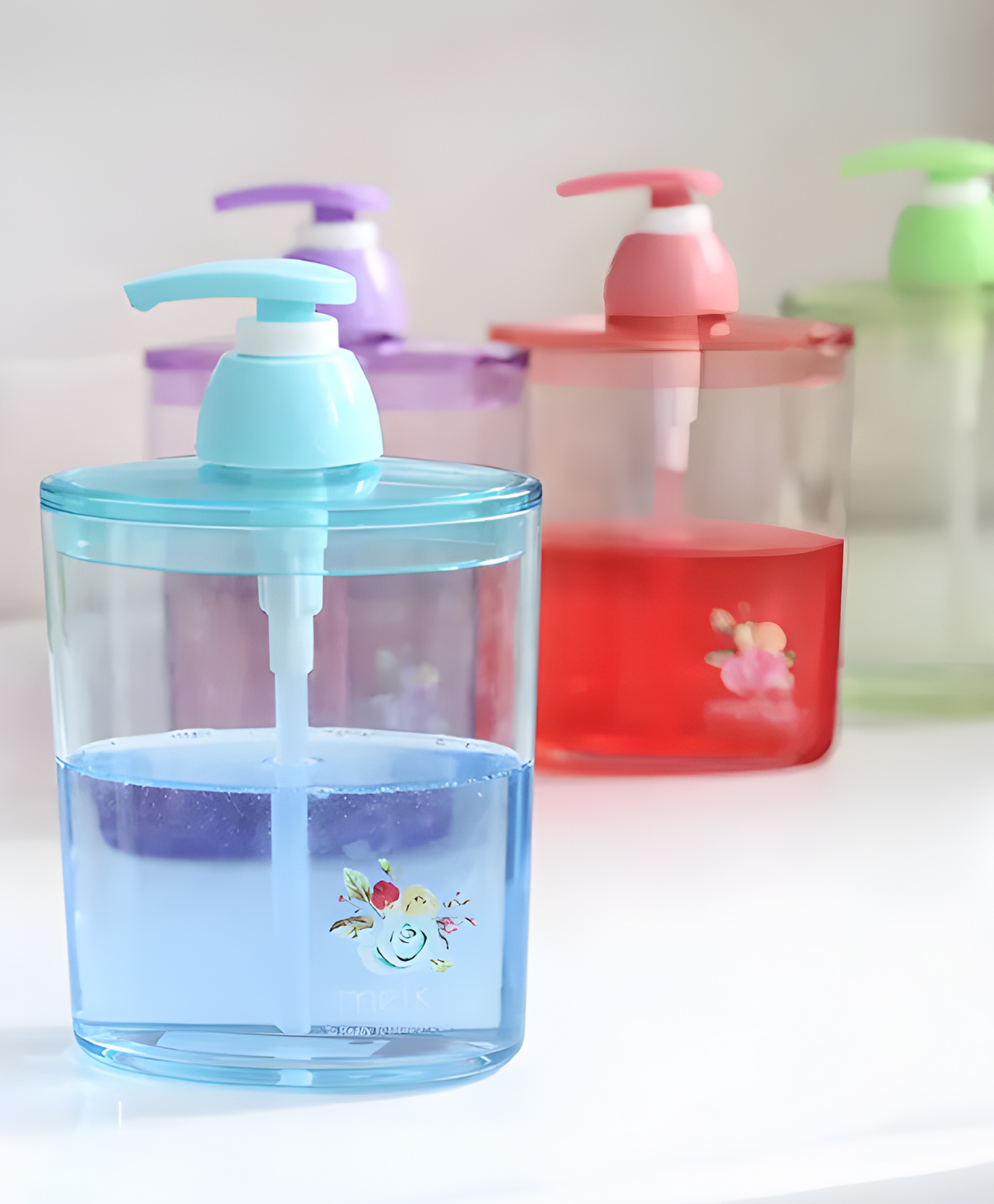 Schoolish Acrylic Dispenser Bottle for Liquid Soap Hadwash,creame,lotion,etc.- Pack of 1 Color May Vary