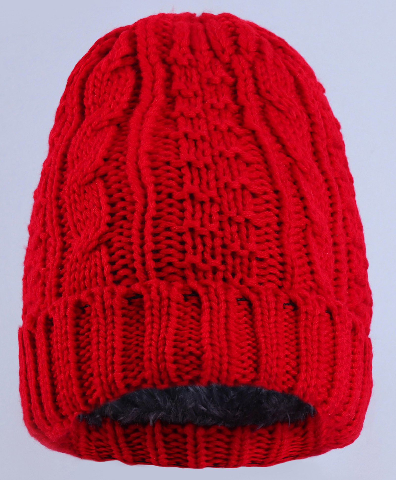 Pine Kids Winter Cap with Cable Knit Design - Red-picture-36