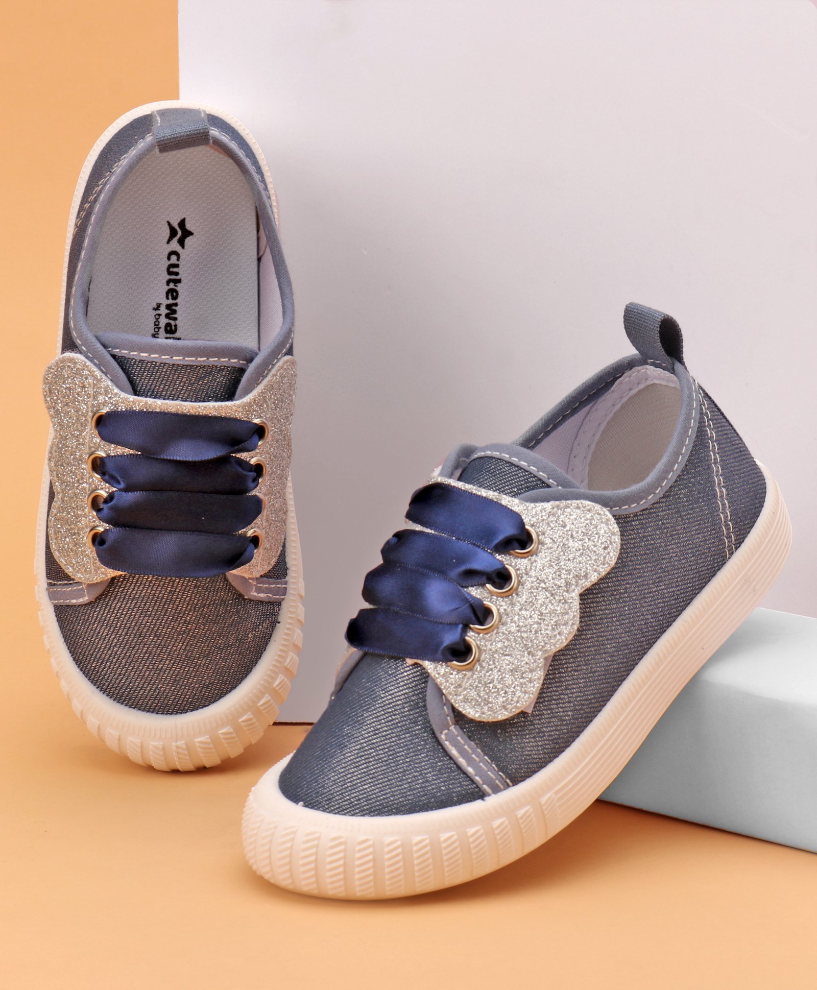 Cute Walk by Babyhug Slip On Glittery Casual Shoes - Navy Blue-image-9