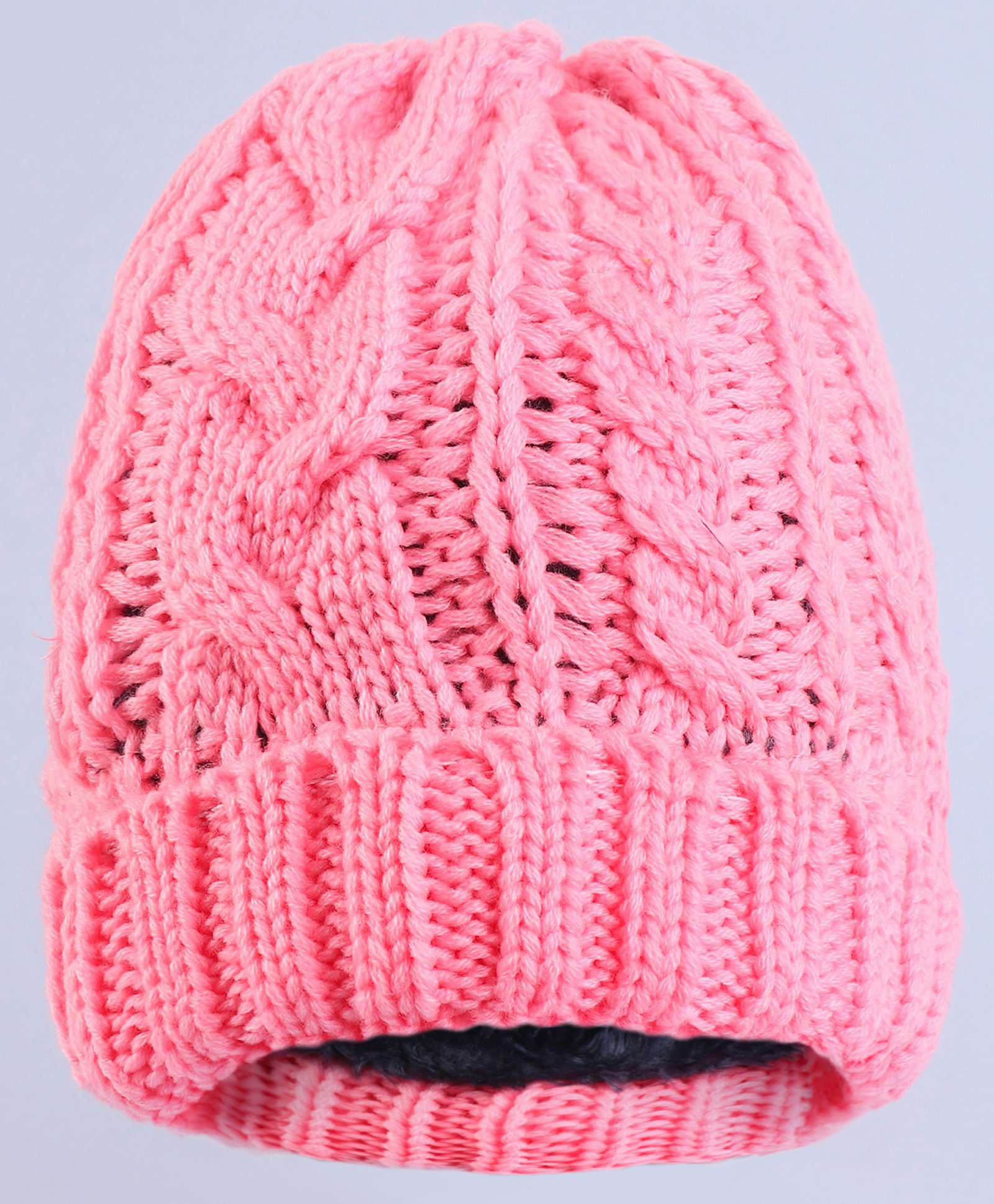 Pine Kids Winter Cap with Cable Knit Design - Pink-picture-17
