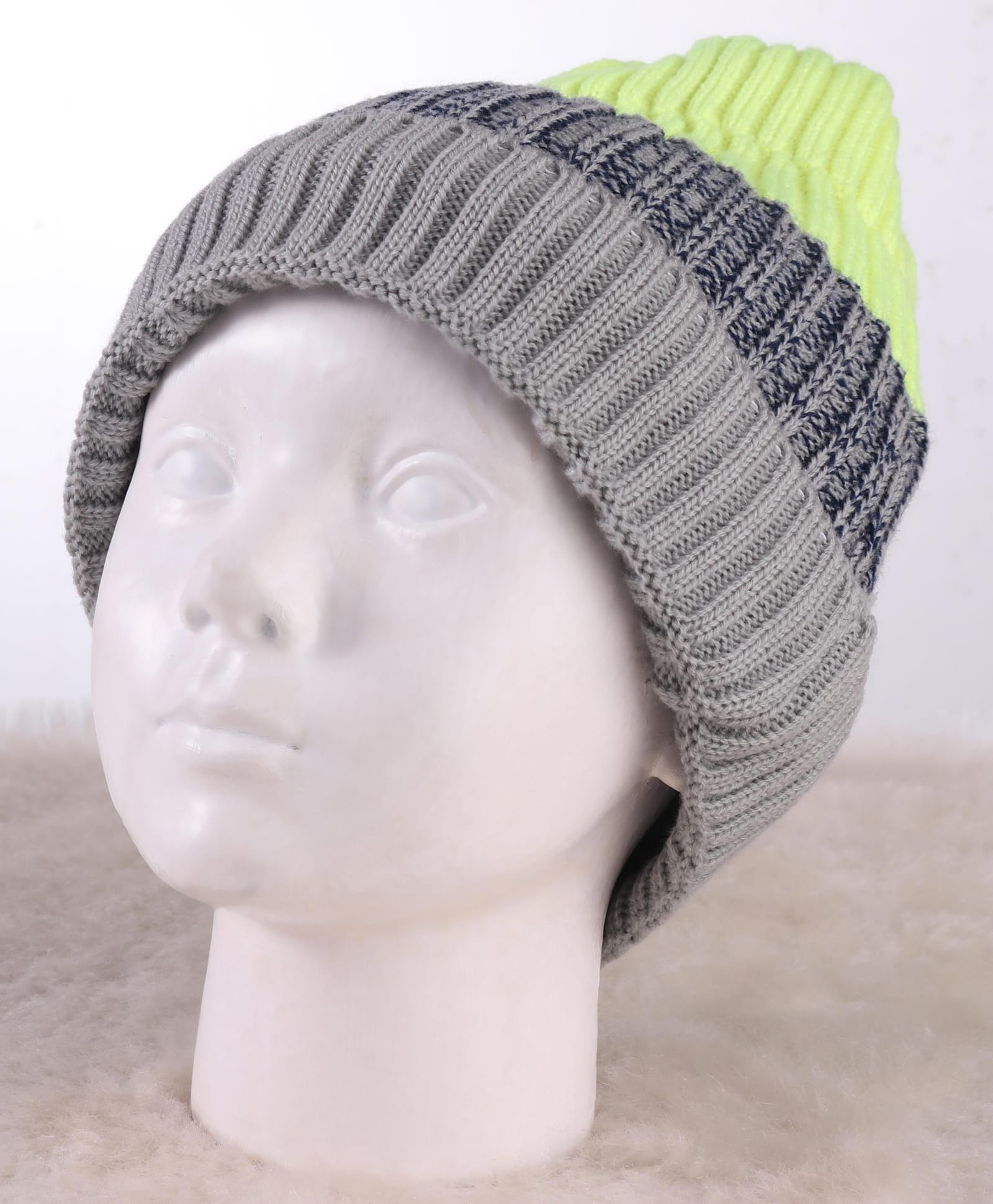 Pine Kids Knit Color Block Beanie Winter Cap Grey - Diameter 11 cm-picture-34