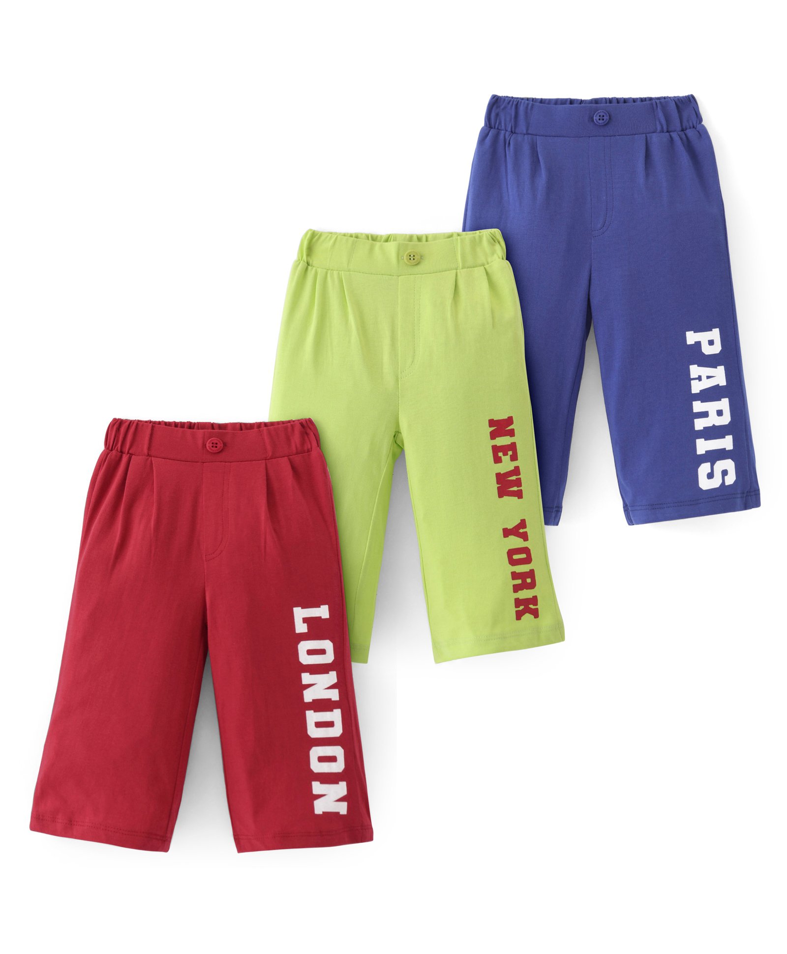 Doodle Poodle  Single Jersey Full Length Track Pants with Text Print Pack of 3 - Blue Green  & Red-image-8