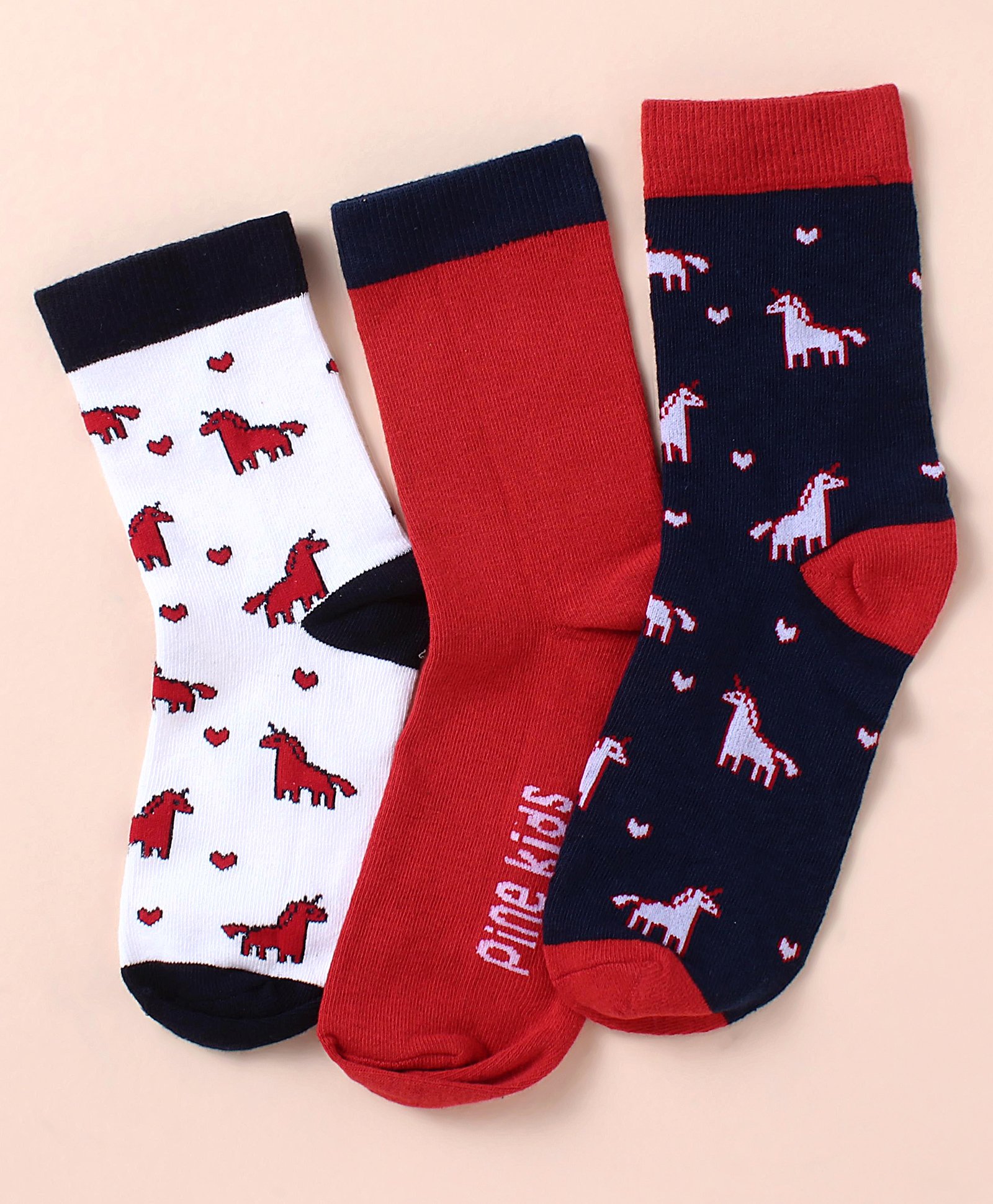 Pine Kids Knit Ankle Length Silvadur Antimicrobial Unicorn Designed Socks Pack Of 3 ( Color May Vary )-picture-17