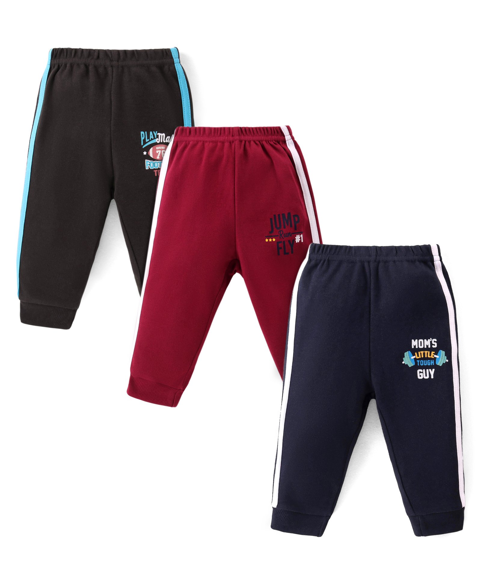 Zero Interlock Knit Full Length Lounge Pants Pack of 3 - Brown Navy Blue & Maroon-image-4