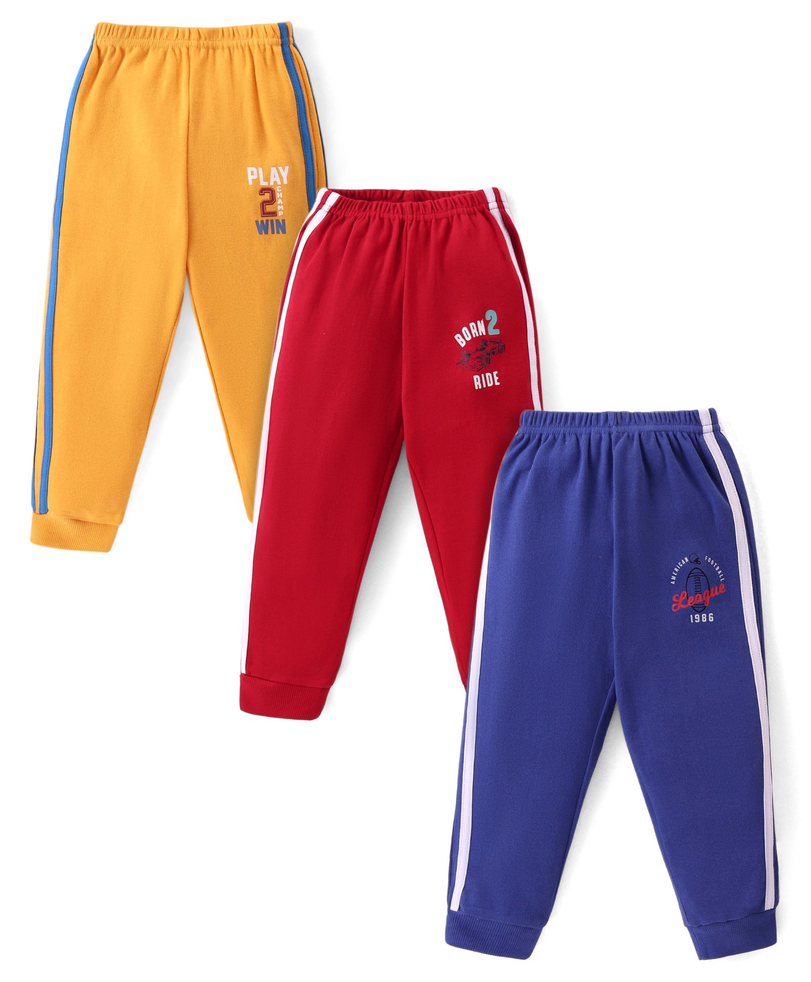 Zero Interlock Knit Full Length Lounge Pants Pack of 3 - Royal Blue Mustard & Red-picture-10