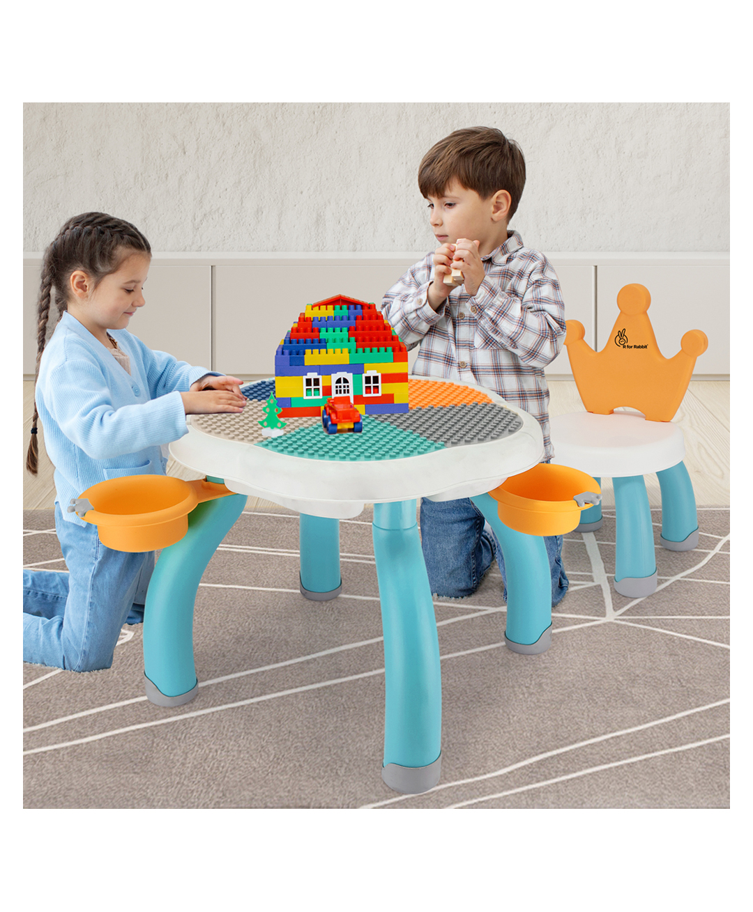 R for Rabbit Genius Versatile 4-In-1 Multifunctional Desk and Chair Combo Study Set - Lake Blue