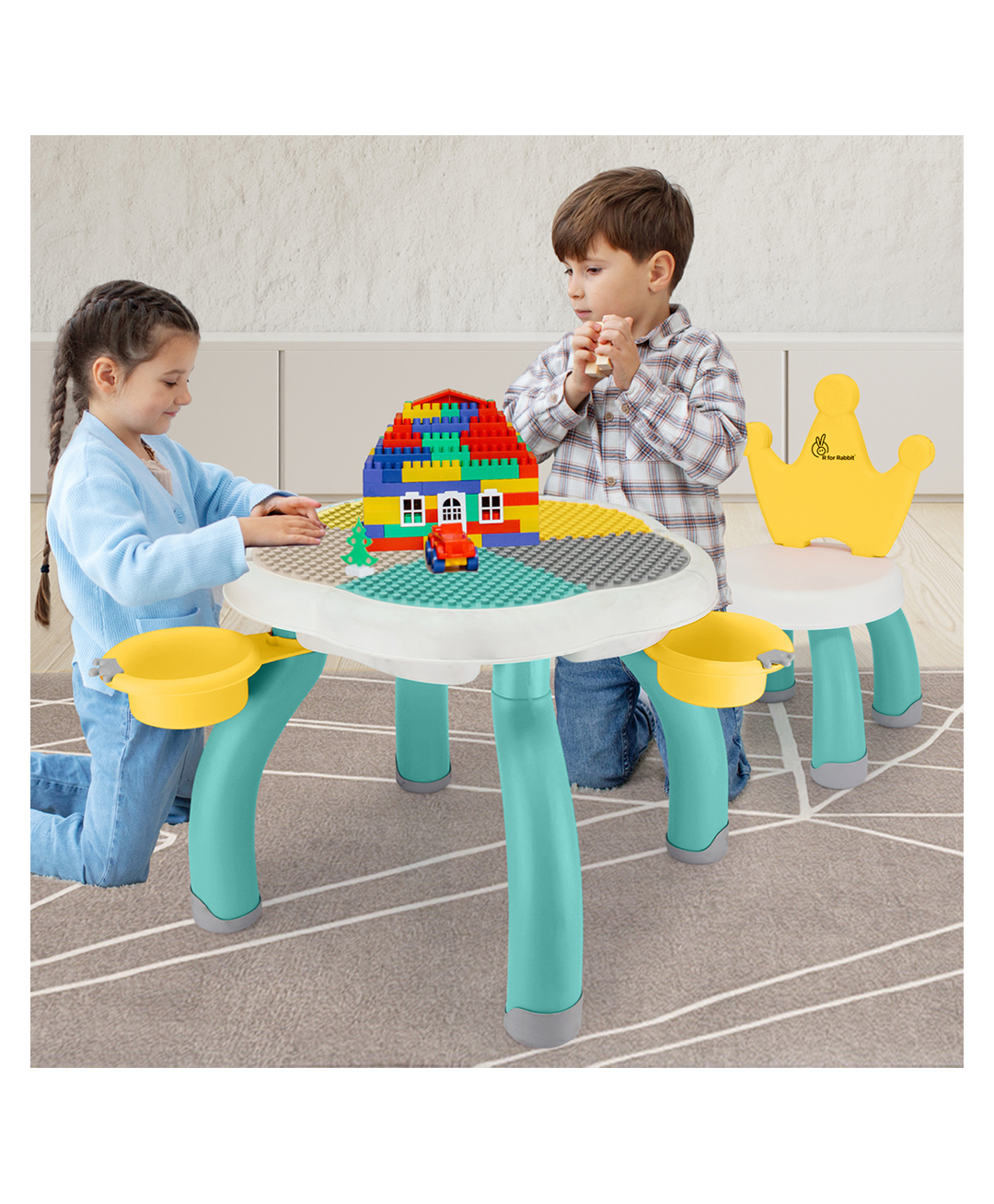 R for Rabbit Genius Versatile 4-In-1 Multifunctional Desk and Chair Combo Study Set - Green-image-14