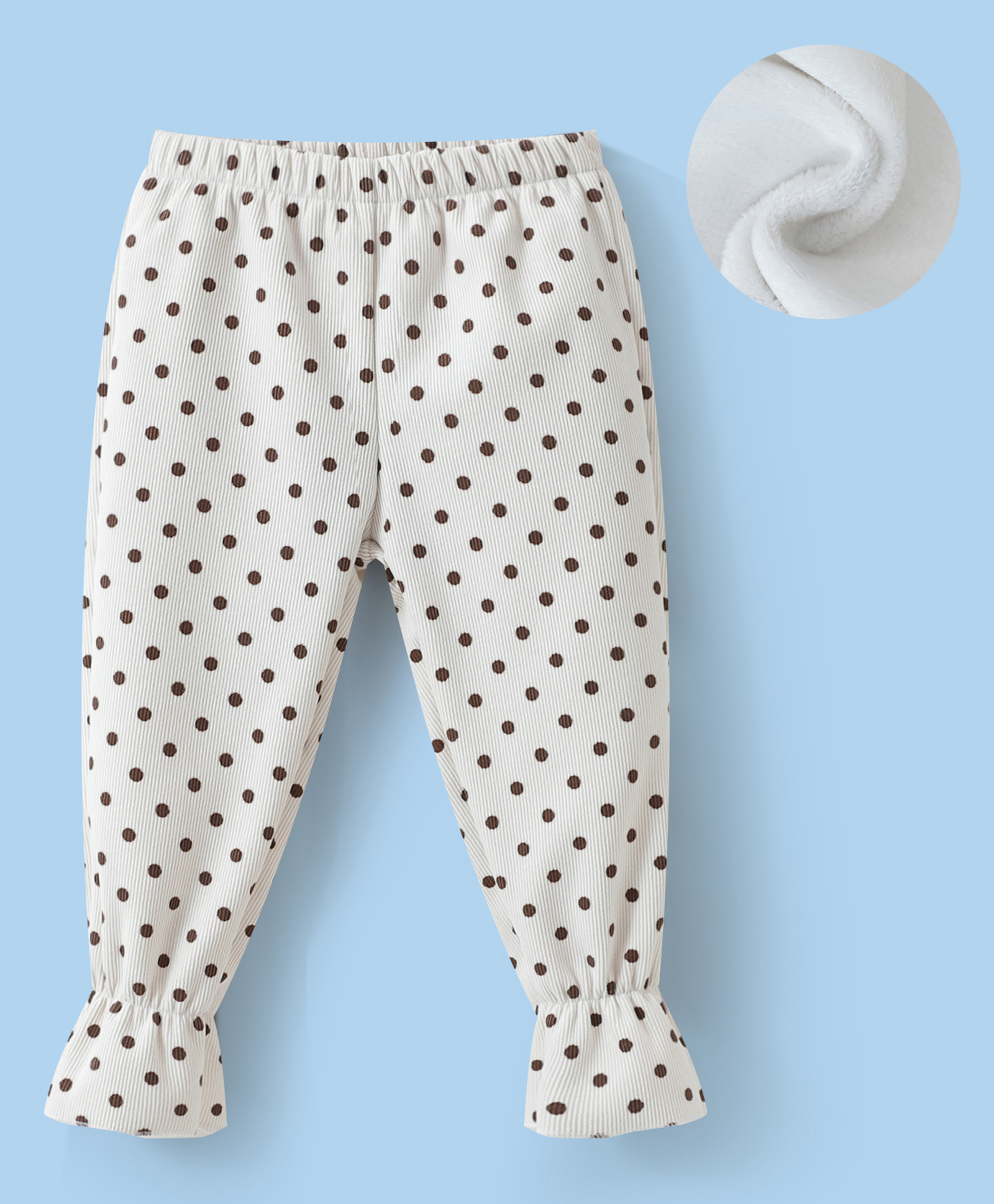 Kookie Kids Full Length Lounge Pants With Polka Dots Print - Off White-image-1