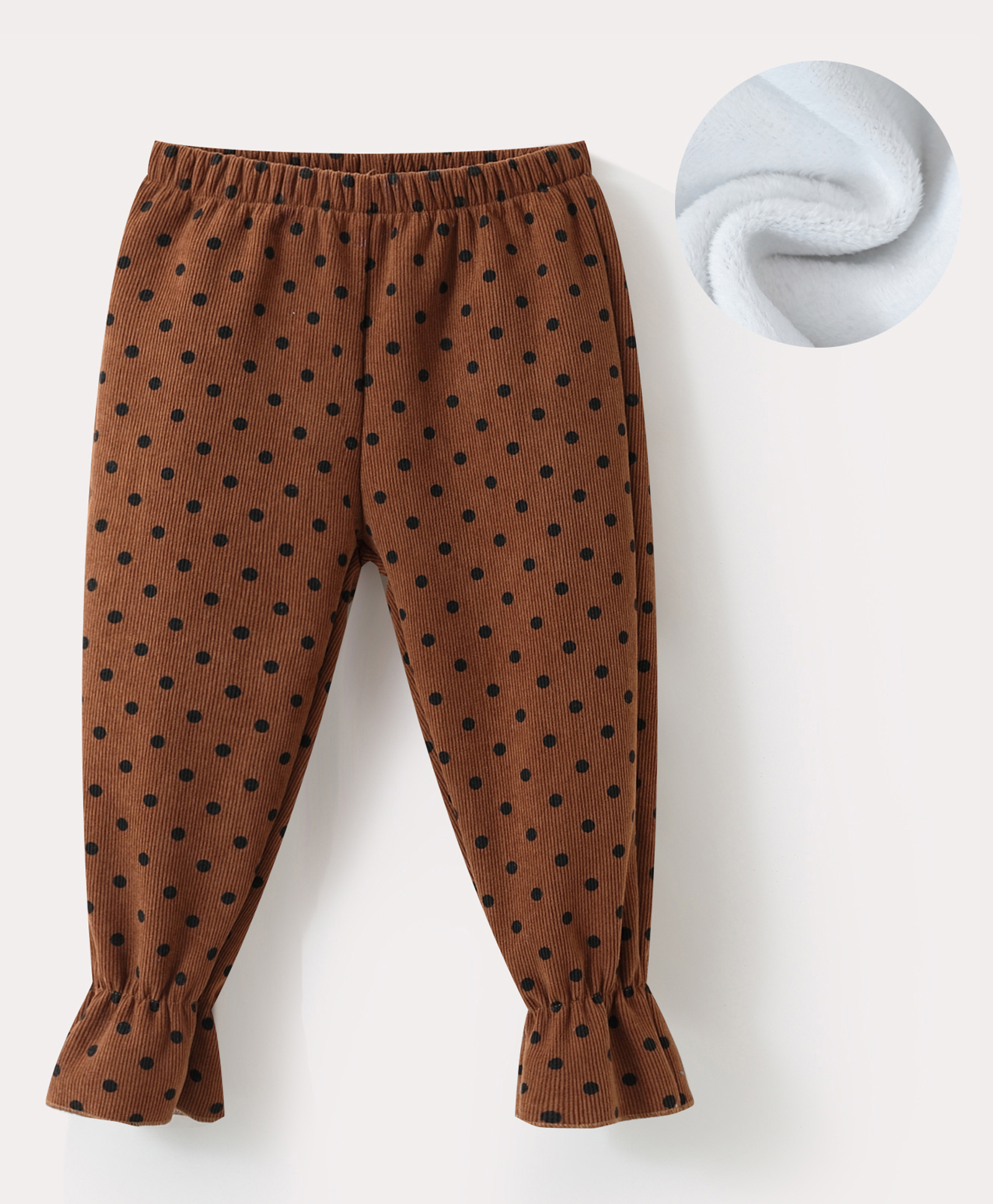 Kookie Kids Full Length Lounge Pants With Polka Dots Print - Brown-image-12