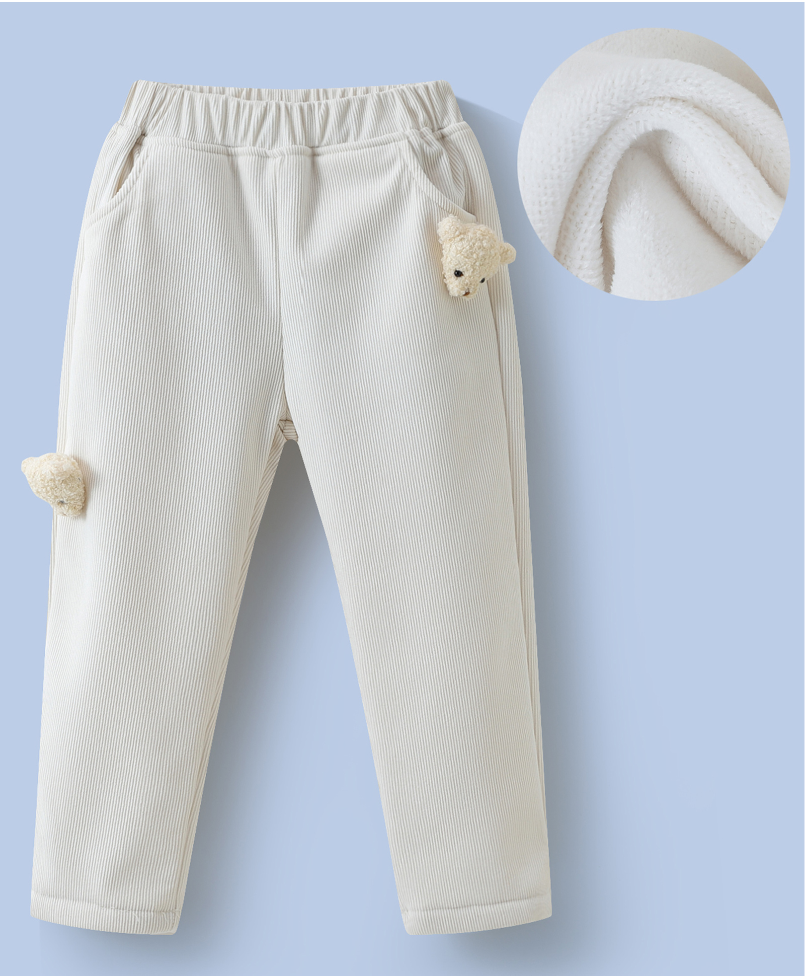 Kookie Kids Full Length Lounge Pants with Bear Applique - White-image-37