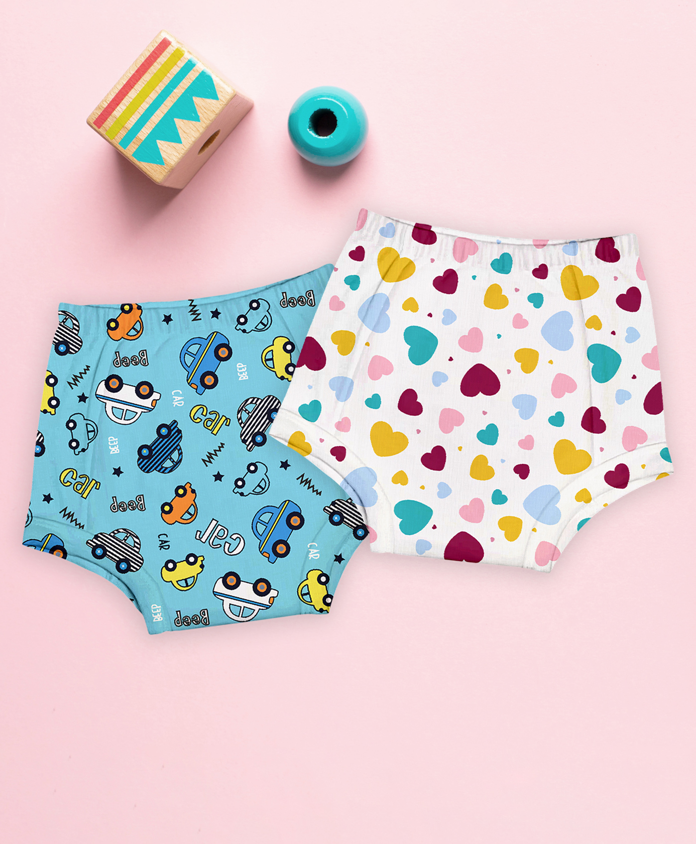 Mom's Home Cotton Unisex Baby Padded Underwear -Heart & Car- (2-3Y) Pack Of 2-picture-19