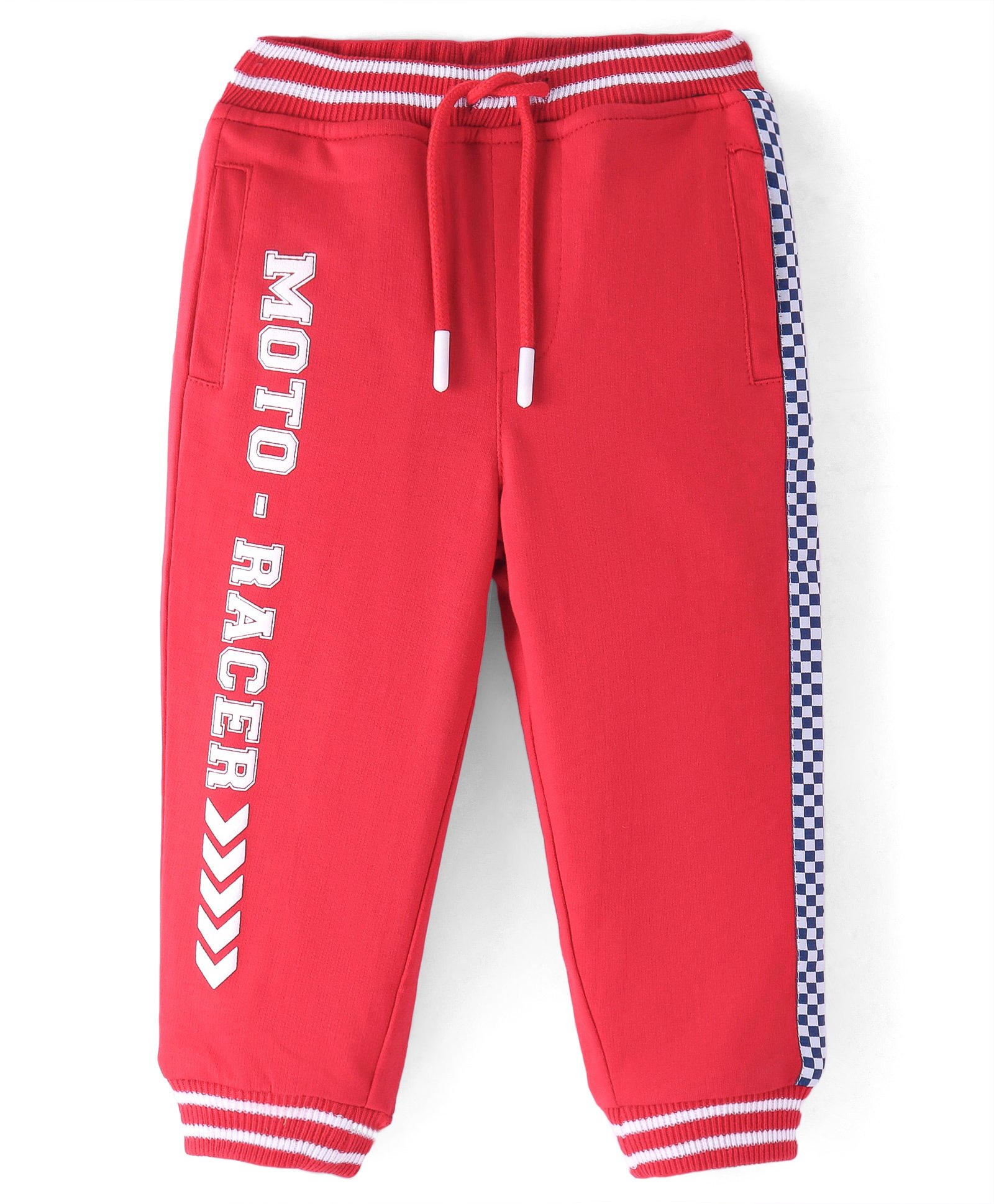 Babyhug Terry Knit Full Length Track Pant Text Print - Red-image-11